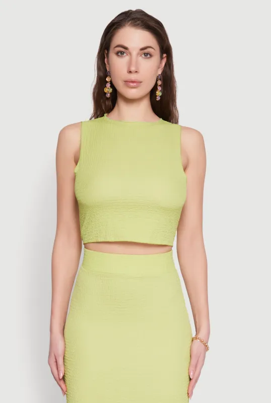 Sleeveless Textured Knit Crop Top sold by Rainbow