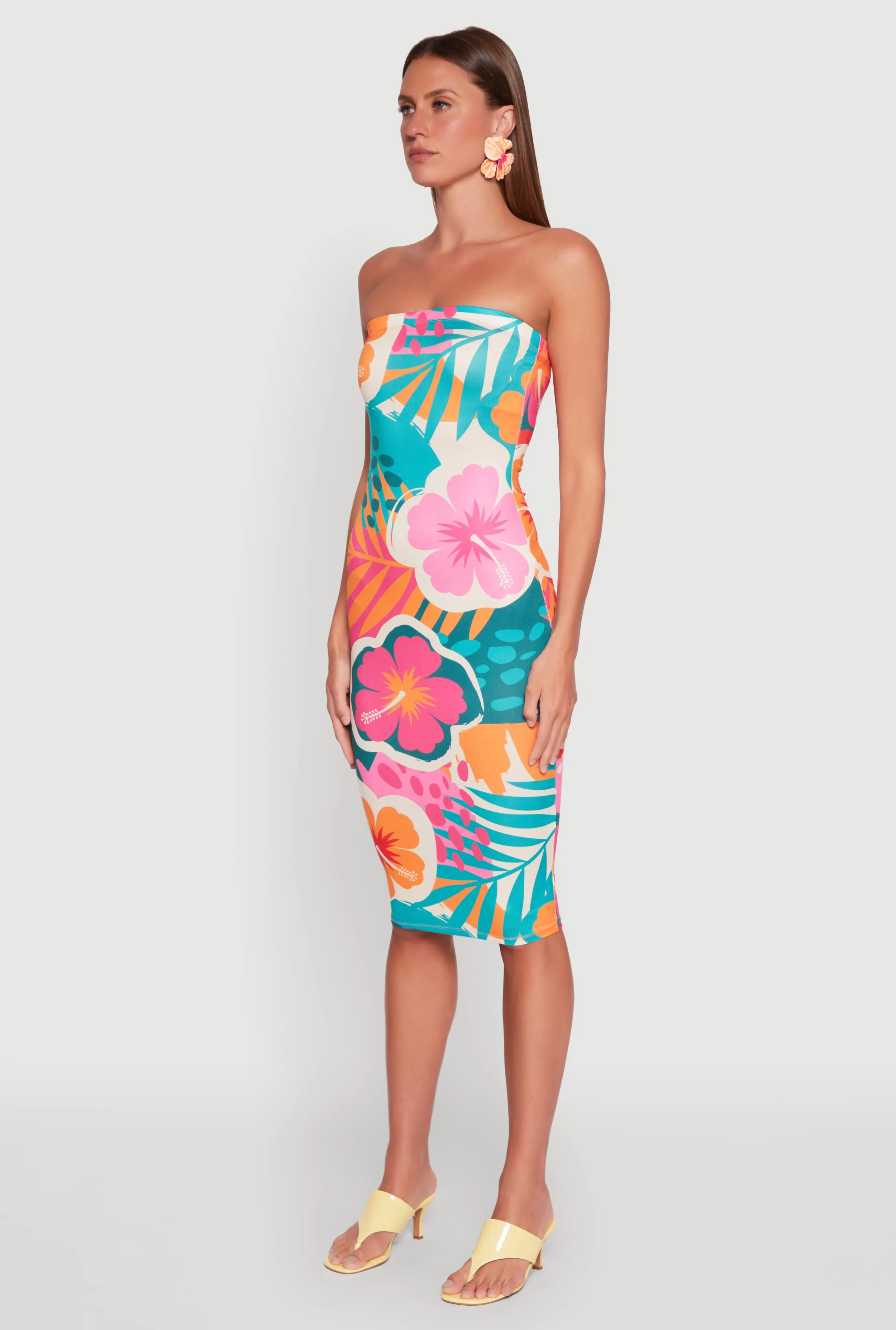 Tropical Floral Print Tube Dress sold by Rainbow product image thumbnail 3