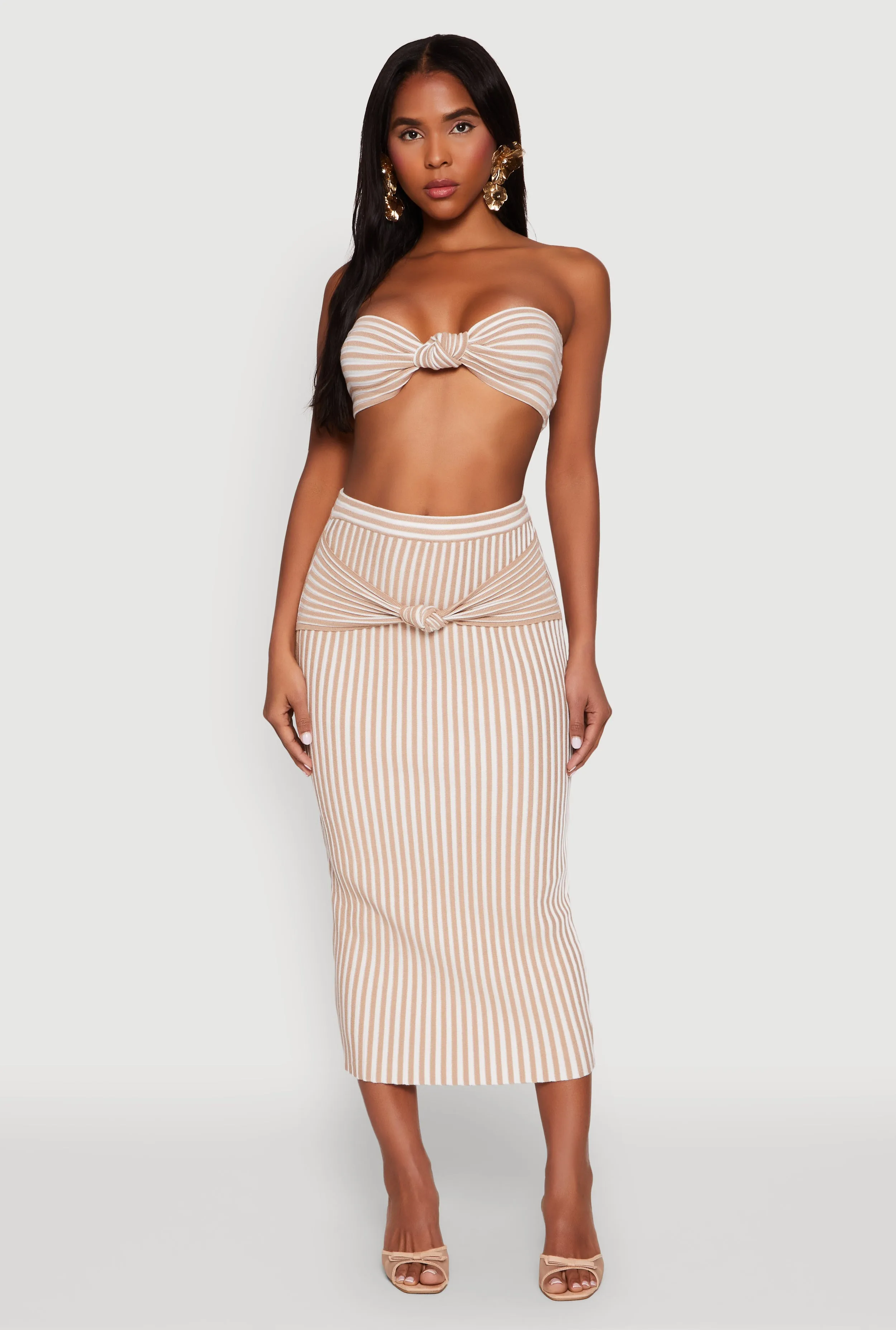 Striped Knot Front Knit Pencil Skirt sold by Rainbow product image thumbnail 2