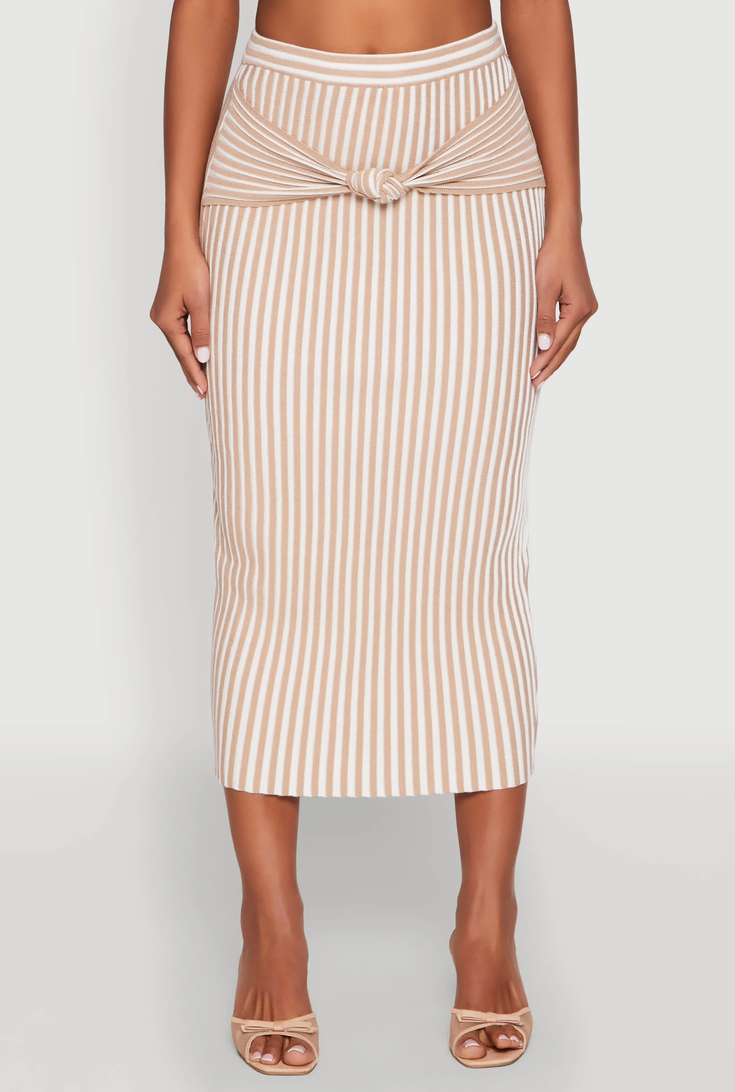 Striped Knot Front Knit Pencil Skirt sold by Rainbow product image thumbnail 3