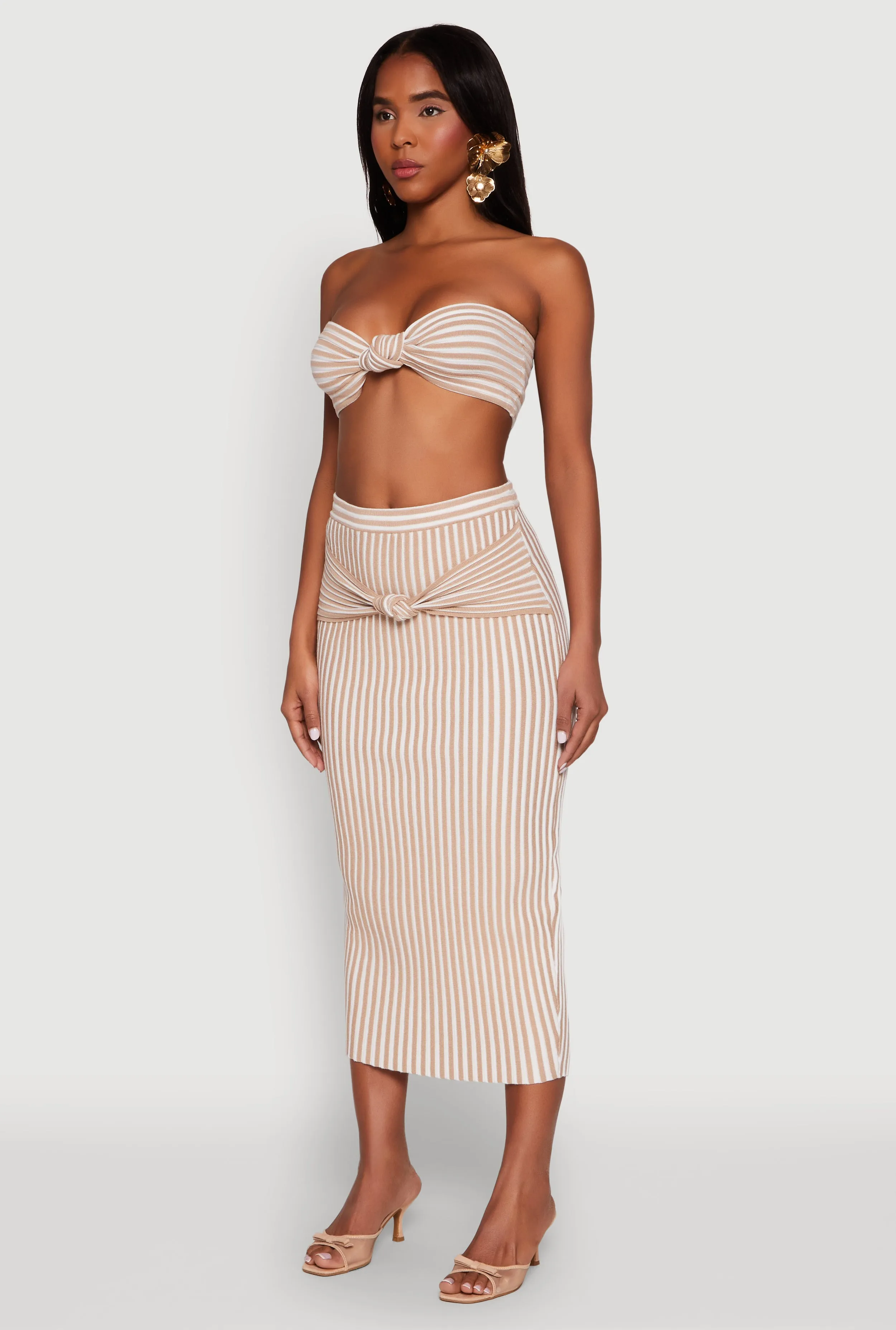 Striped Knot Front Knit Bandeau Top sold by Rainbow product image thumbnail 5