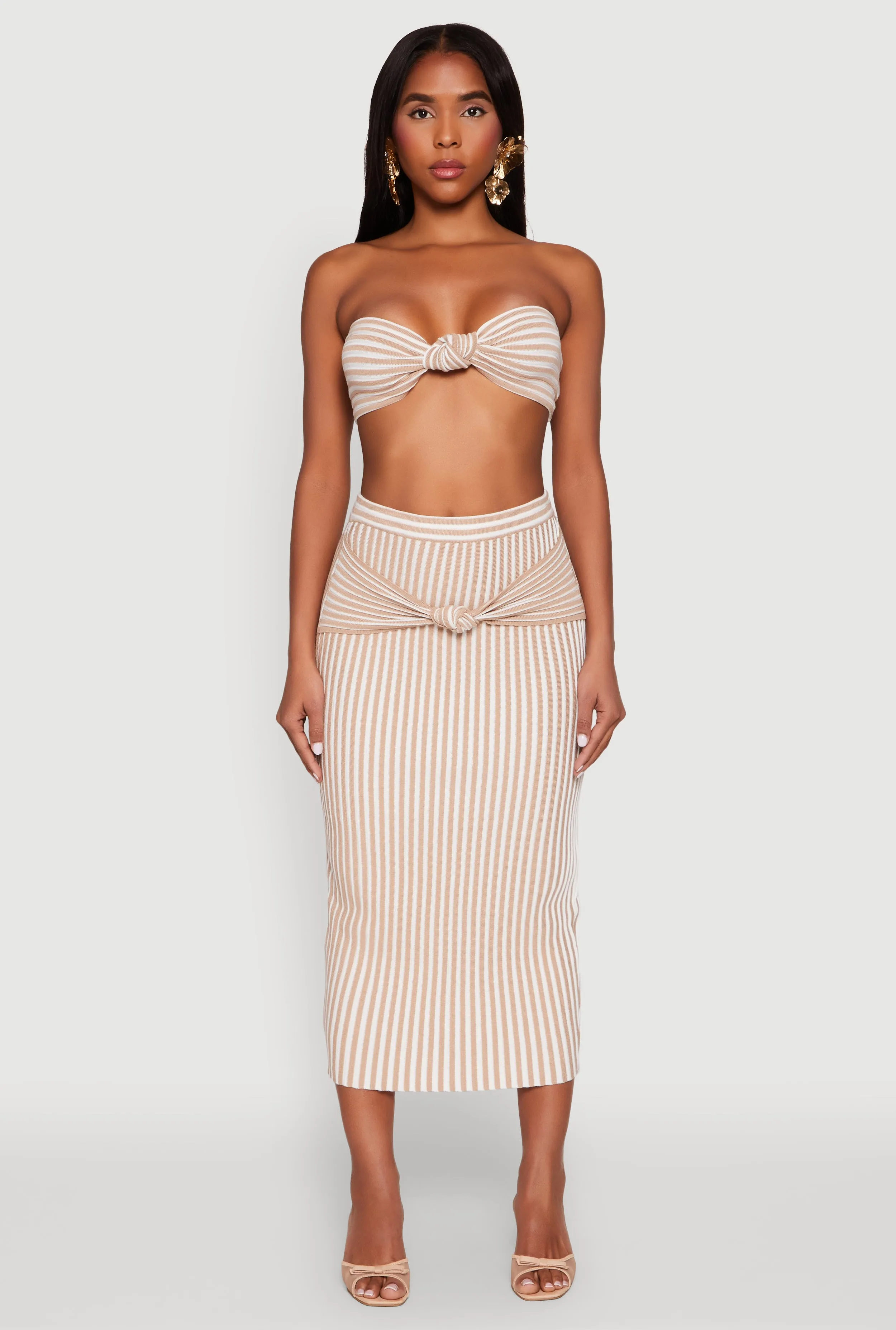 Striped Knot Front Knit Bandeau Top sold by Rainbow product image thumbnail 2