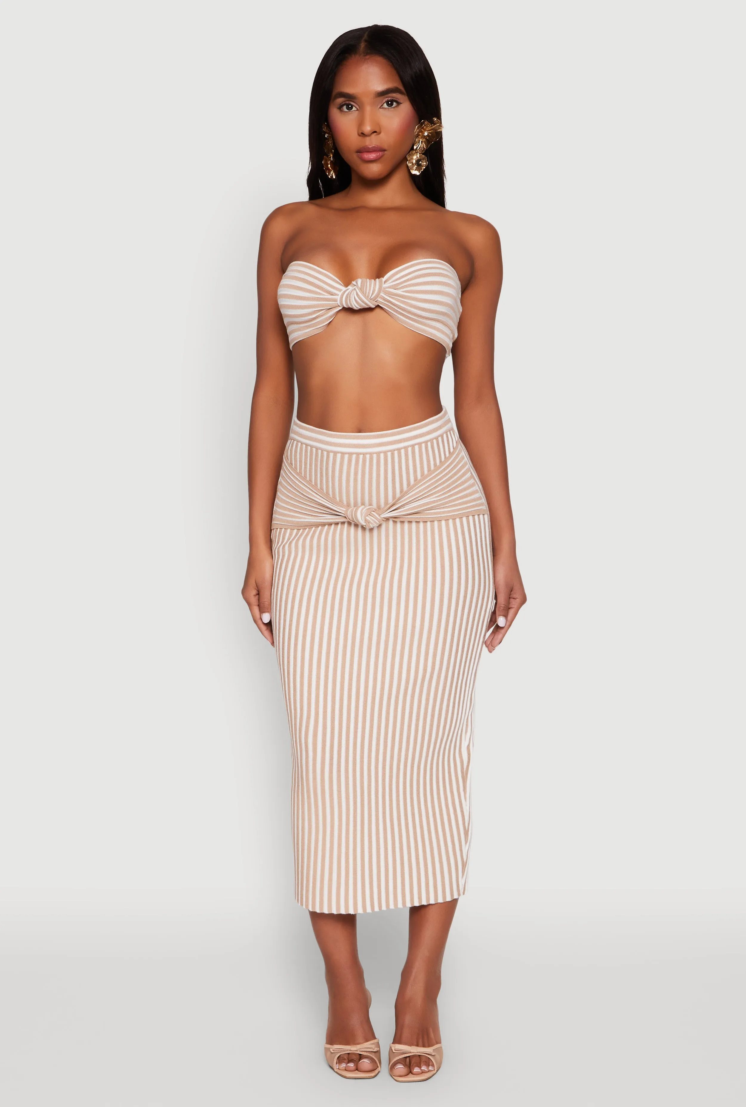 Striped Knot Front Knit Bandeau Top sold by Rainbow product image thumbnail 3