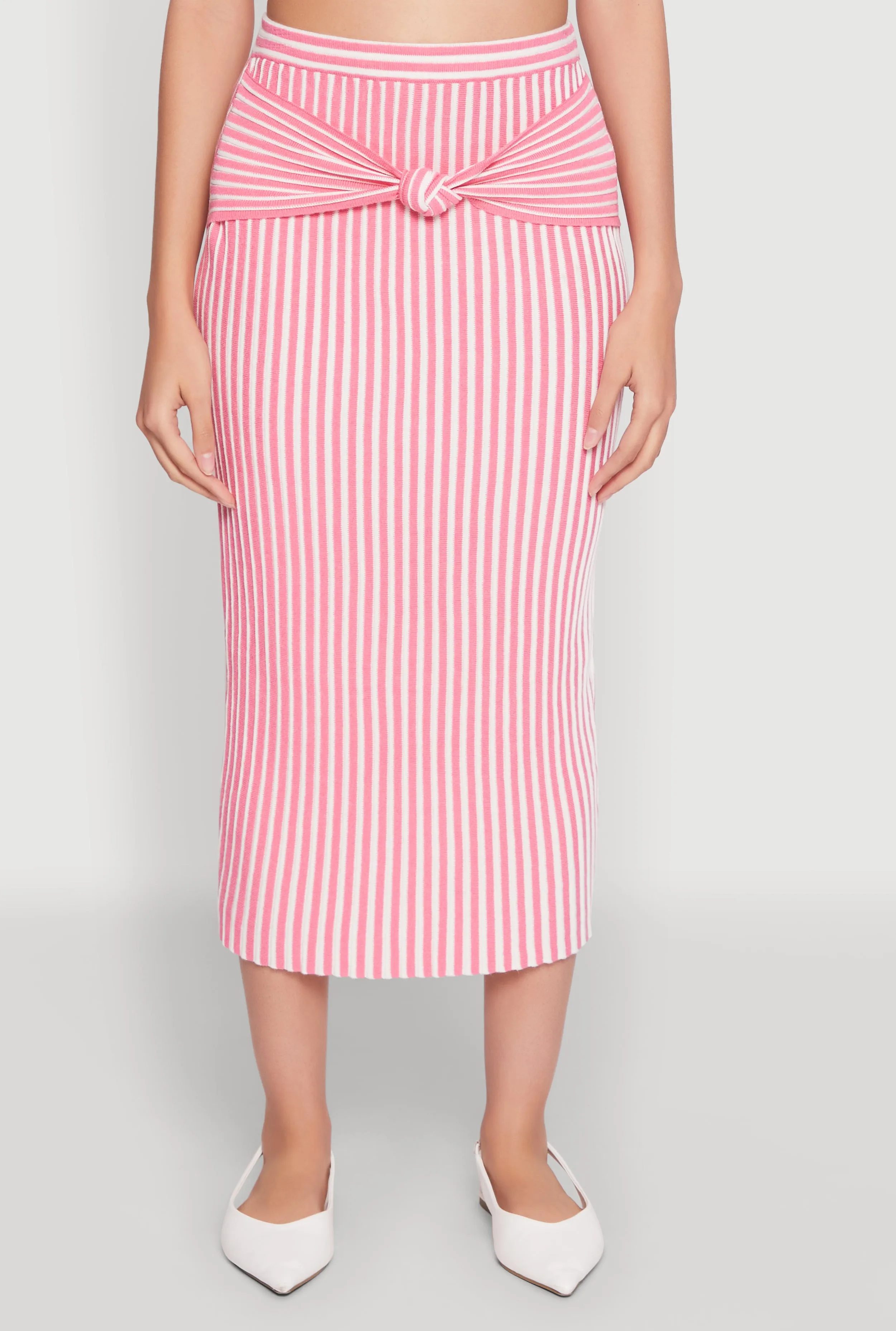 Striped Knot Front Knit Pencil Skirt sold by Rainbow product image thumbnail 3