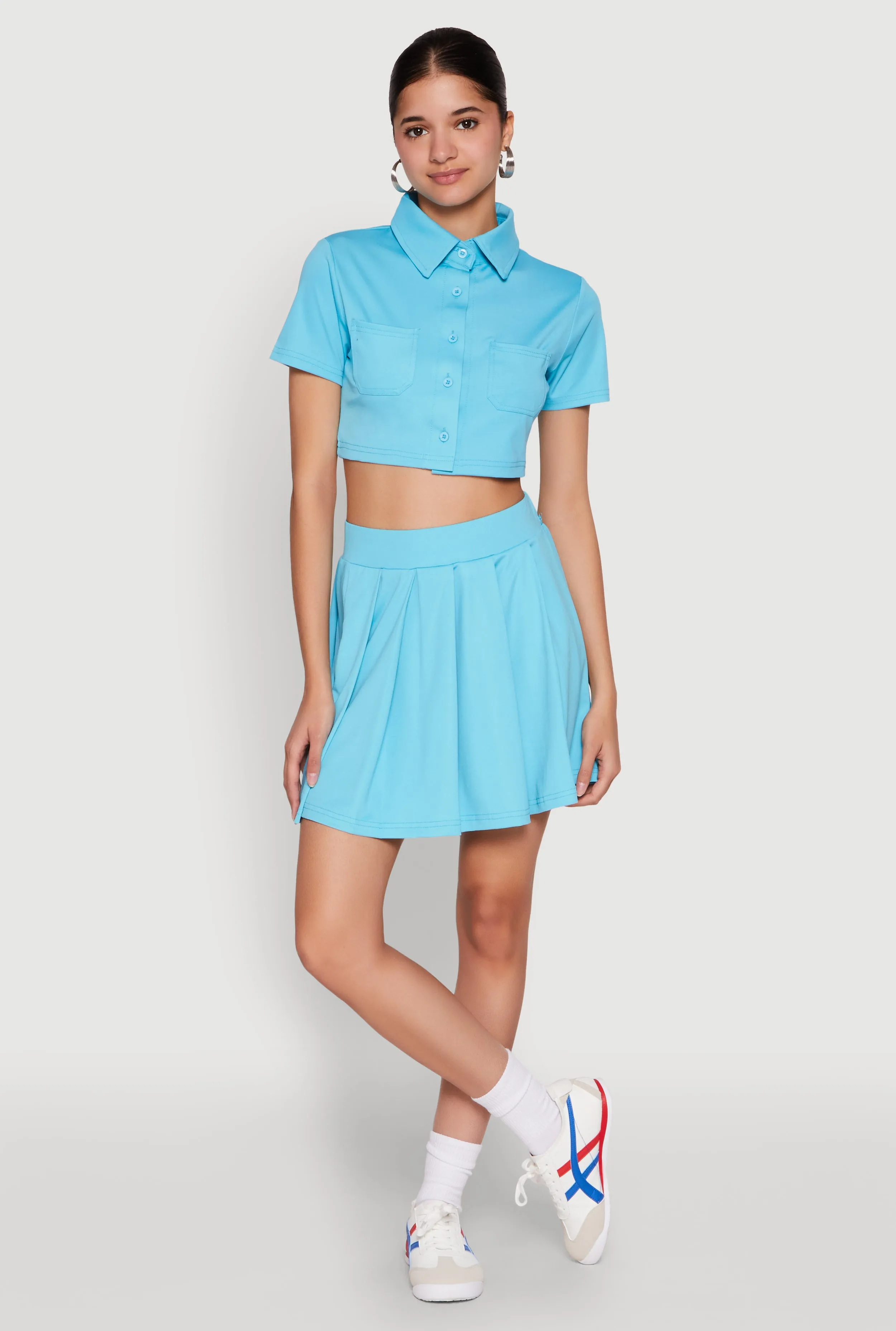 Short Sleeve Button Front Cropped Shirt sold by Rainbow product image thumbnail 3