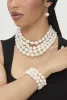 Faux Pearl Layered Choker Necklace with Drop Earrings and Bracelets sold by Rainbow