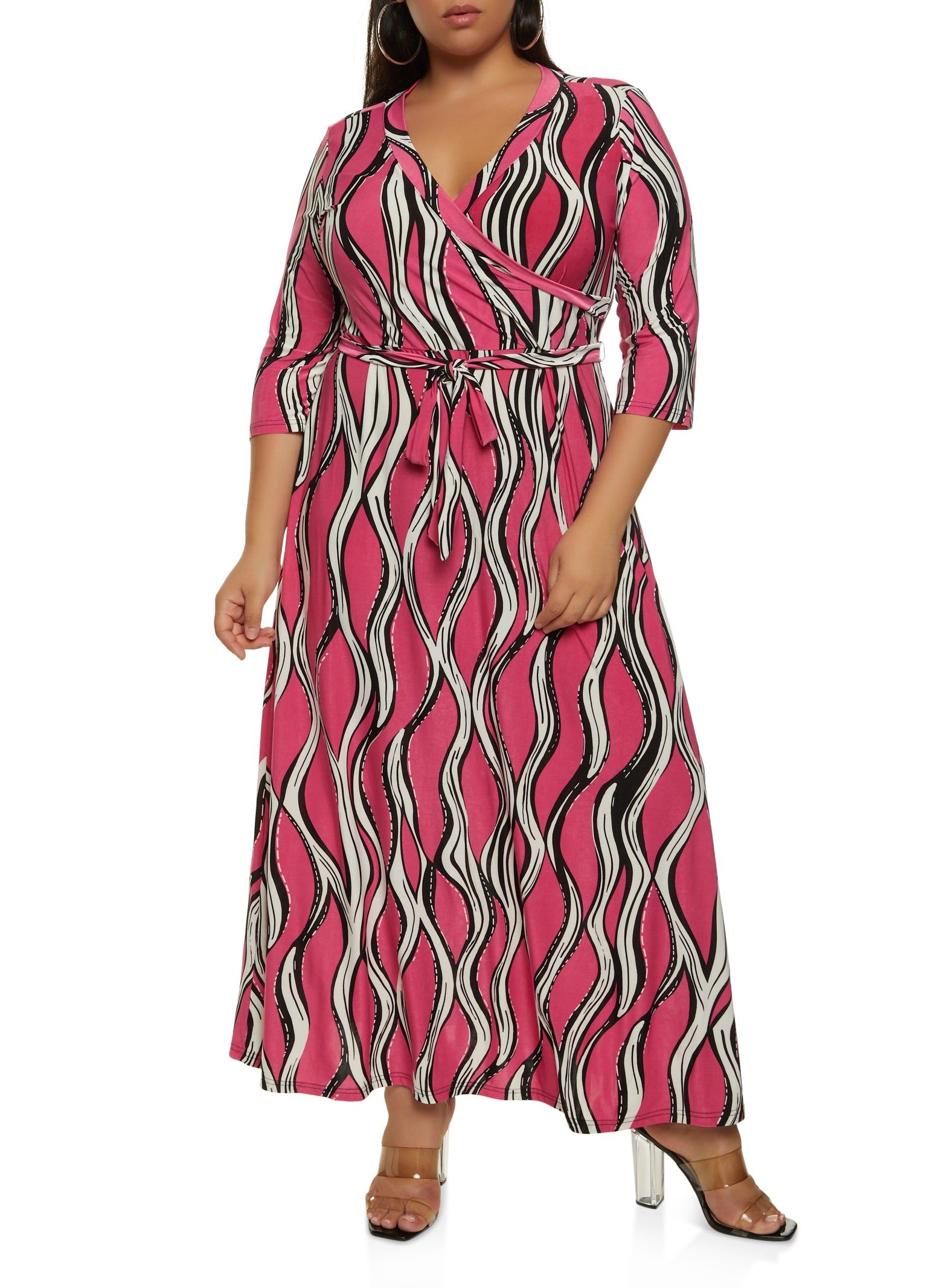 Plus Size Printed Faux Wrap Dress sold by Rainbow product image thumbnail 2