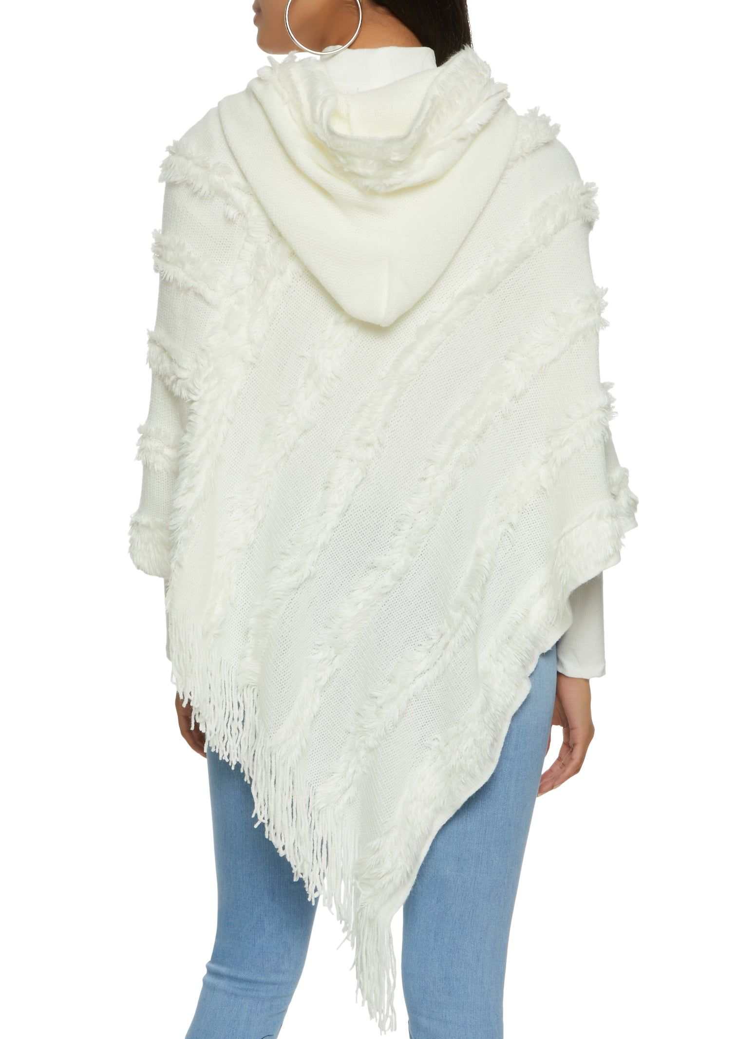 Faux Fur Fringe Hem Asymmetrical Poncho sold by Rainbow product image thumbnail 5