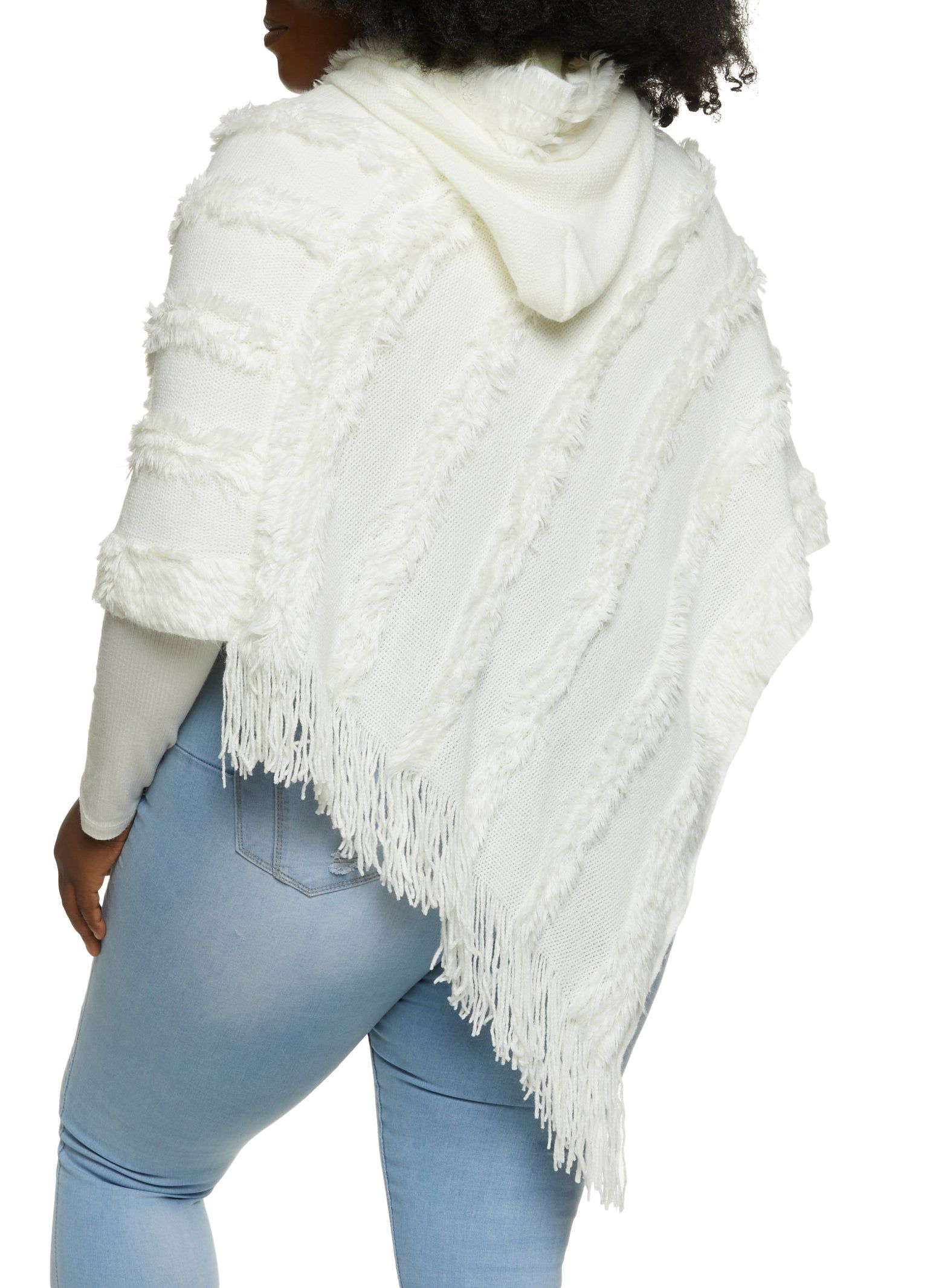 Faux Fur Fringe Hem Asymmetrical Poncho sold by Rainbow product image thumbnail 2