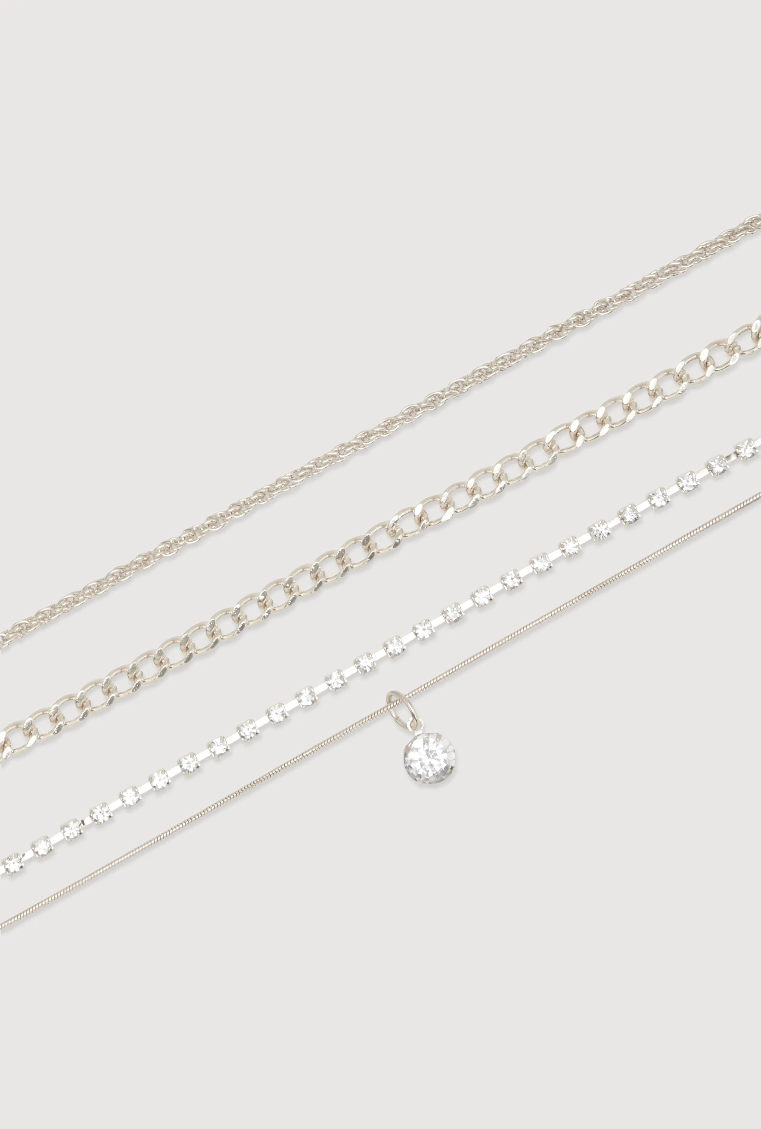 Cubic Zirconia Assorted Metallic Anklets Set of 3 sold by Rainbow