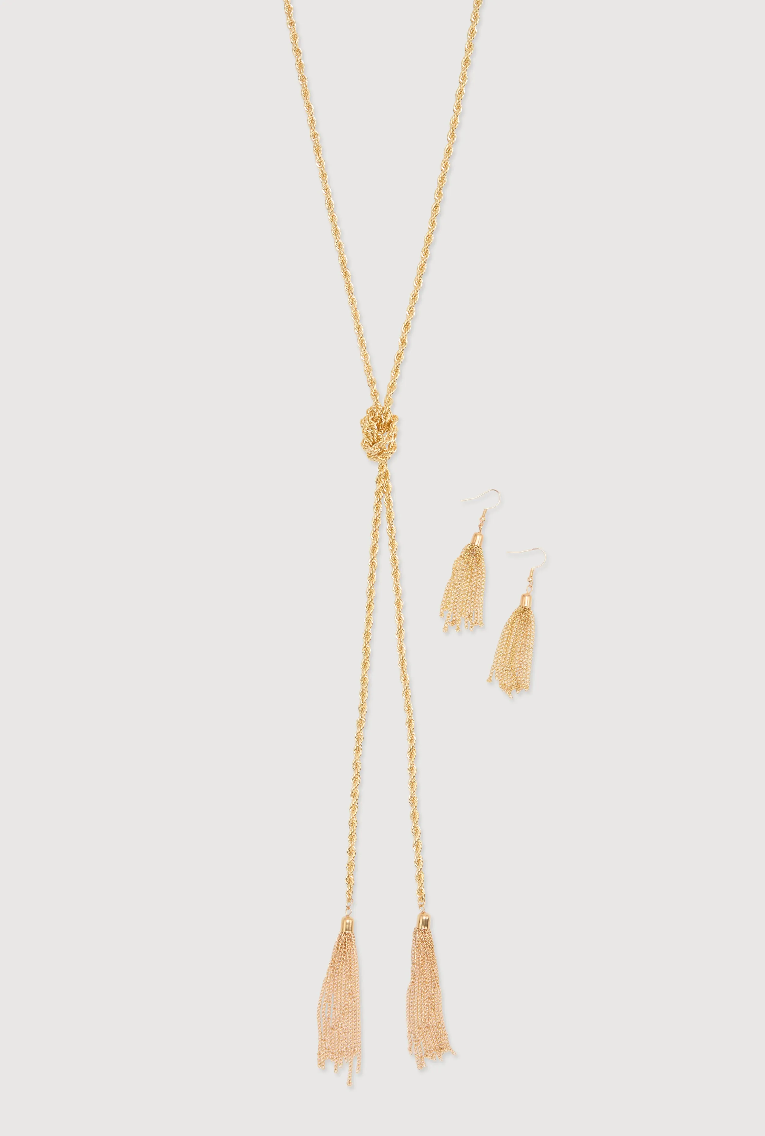 Tassel Rope Chain Necklace and Drop Earrings sold by Rainbow