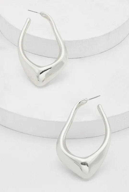 Metallic Abstract Teardrop Hoop Earrings sold by Rainbow