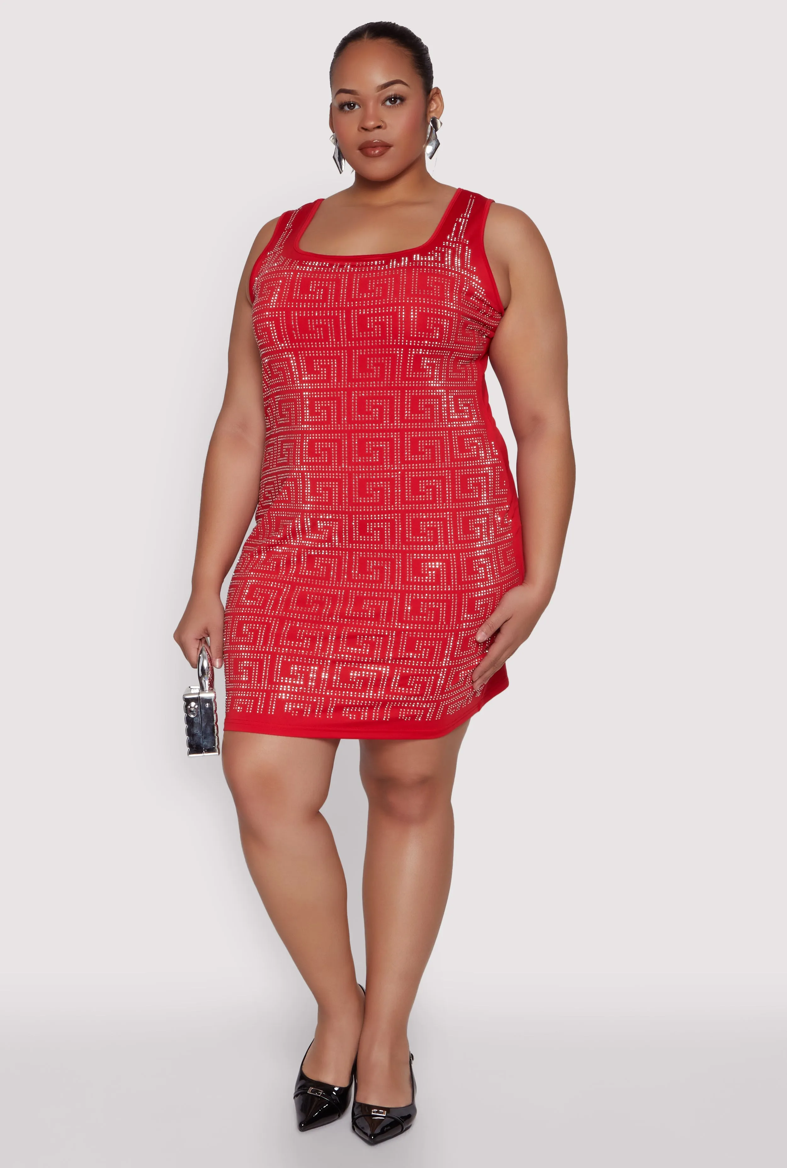 Plus Size Rhinestone Greek Key Tank Dress sold by Rainbow product image thumbnail 2