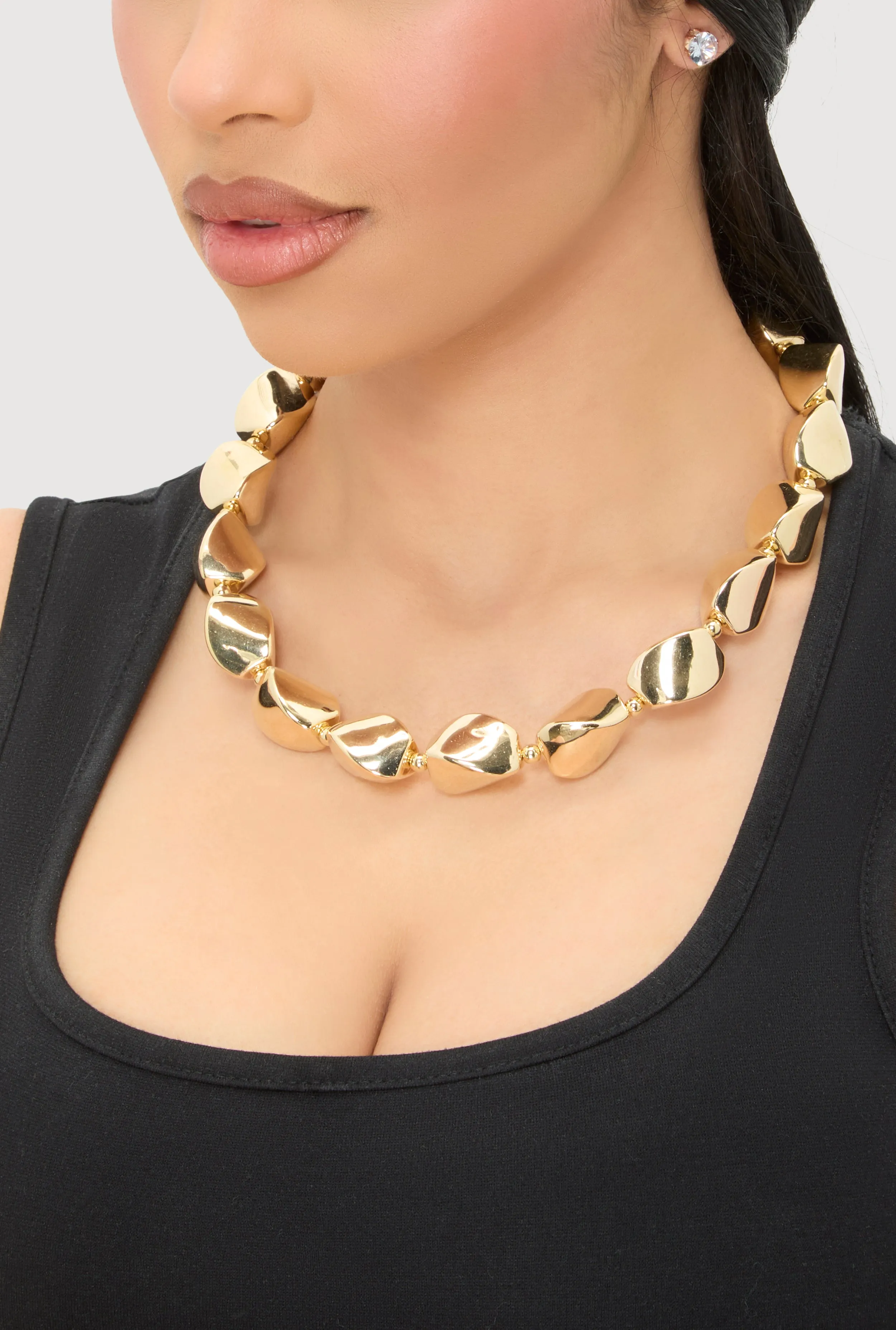 Sculpted Beaded Statement Necklace and Cubic Zirconia Earrings sold by Rainbow product image thumbnail 2