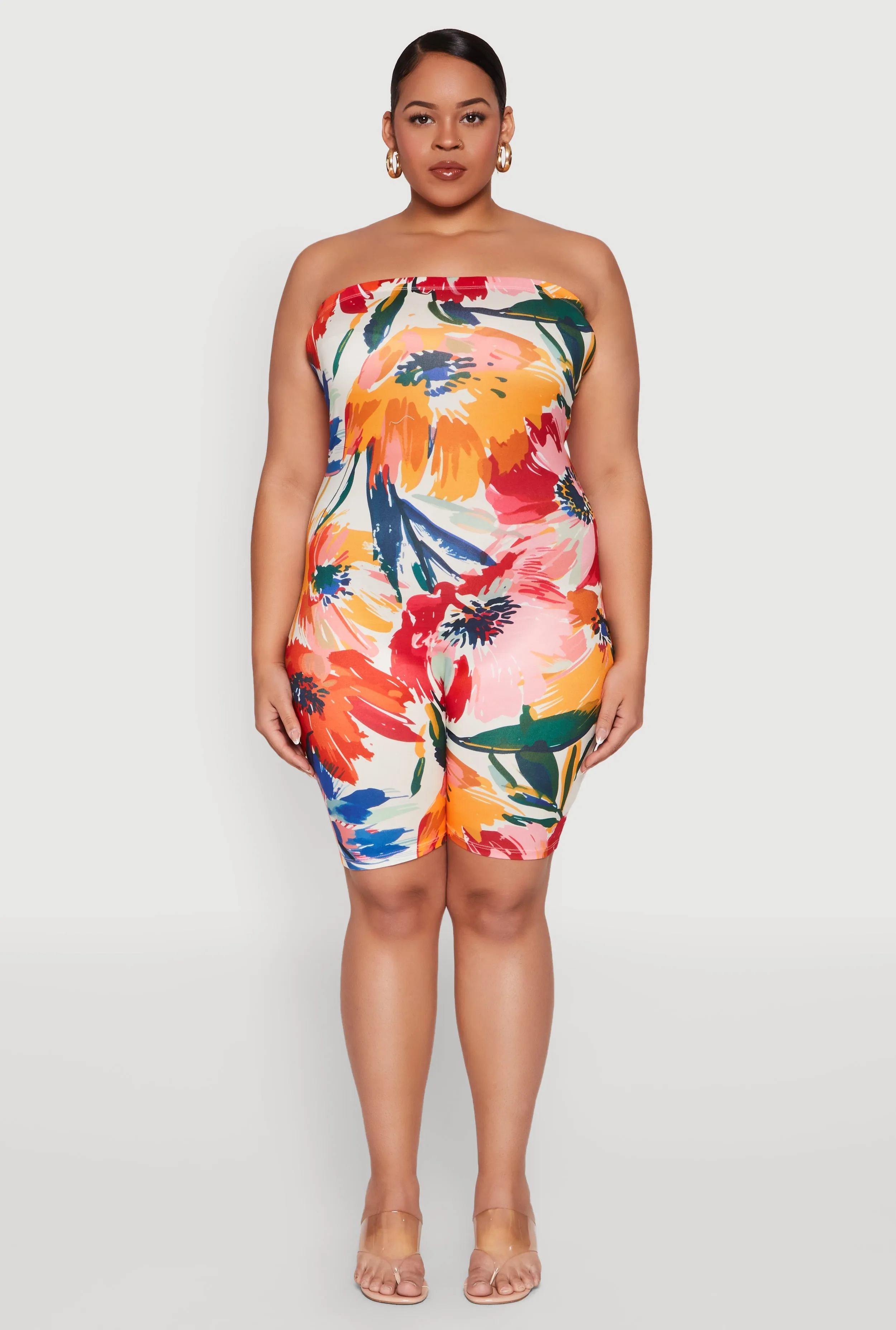 Plus Size Floral Print Biker Romper sold by Rainbow product image thumbnail 2