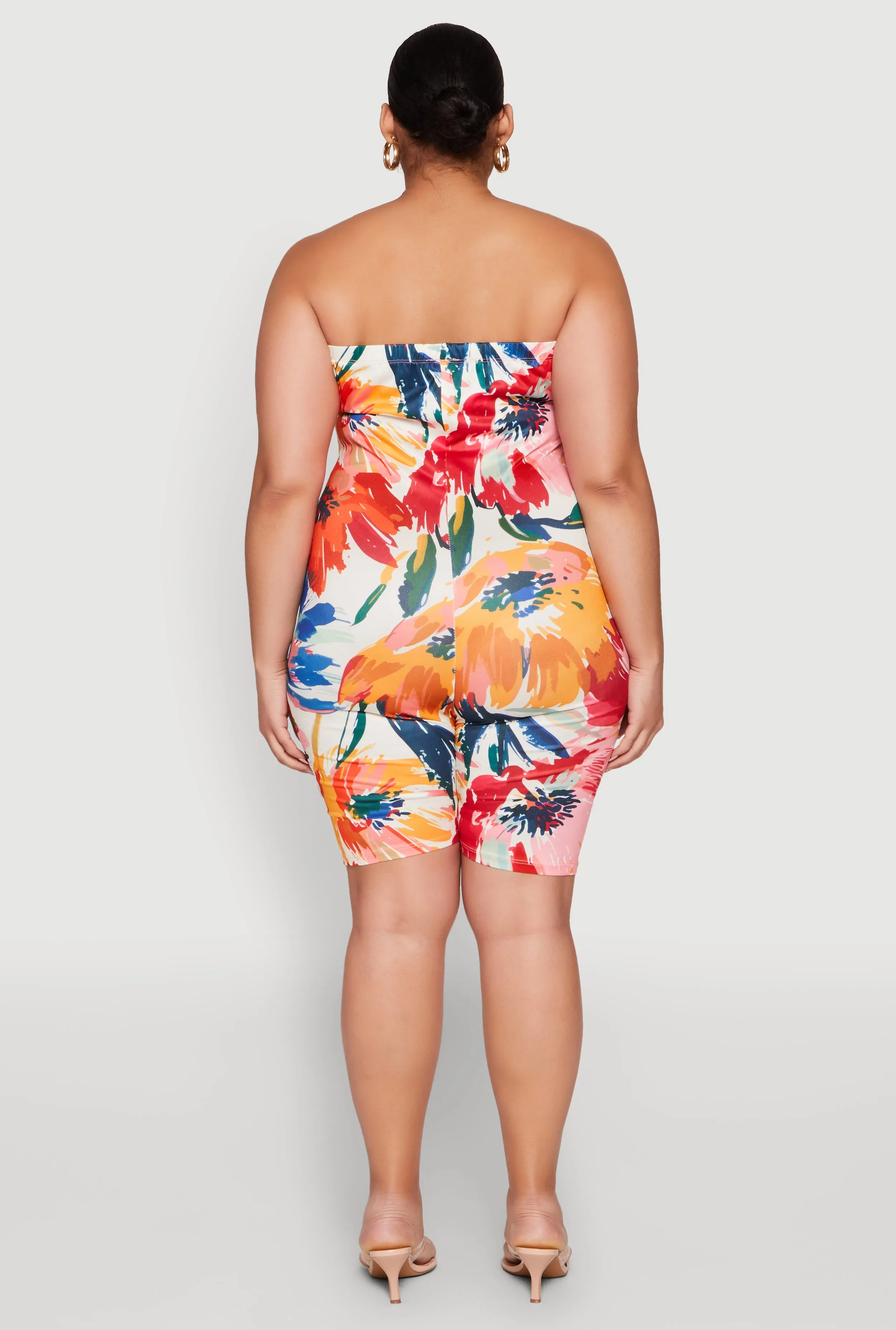 Plus Size Floral Print Biker Romper sold by Rainbow product image thumbnail 5