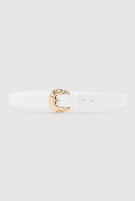 Plus Size Metallic Buckle Faux Leather Belt sold by Rainbow