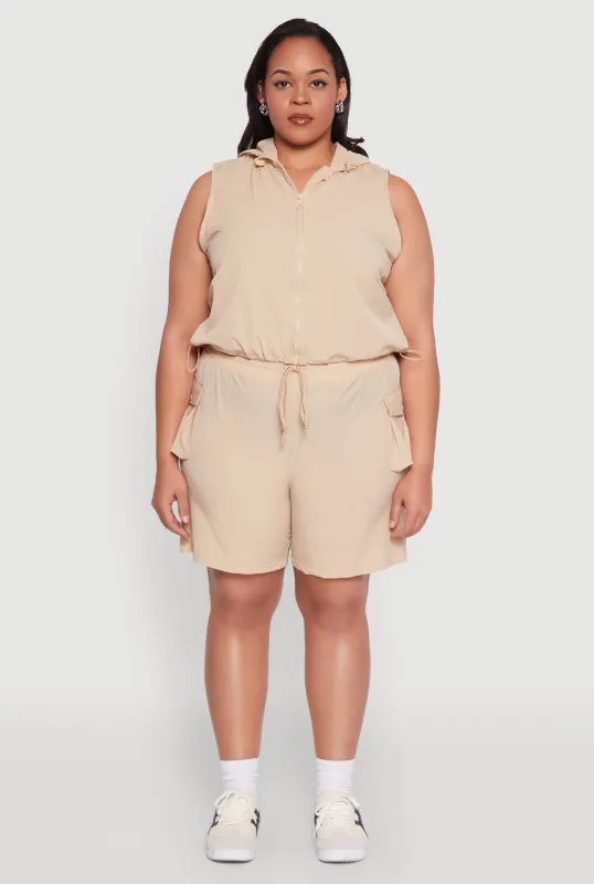 Plus Size Nylon Drawstring Cargo Shorts sold by Rainbow