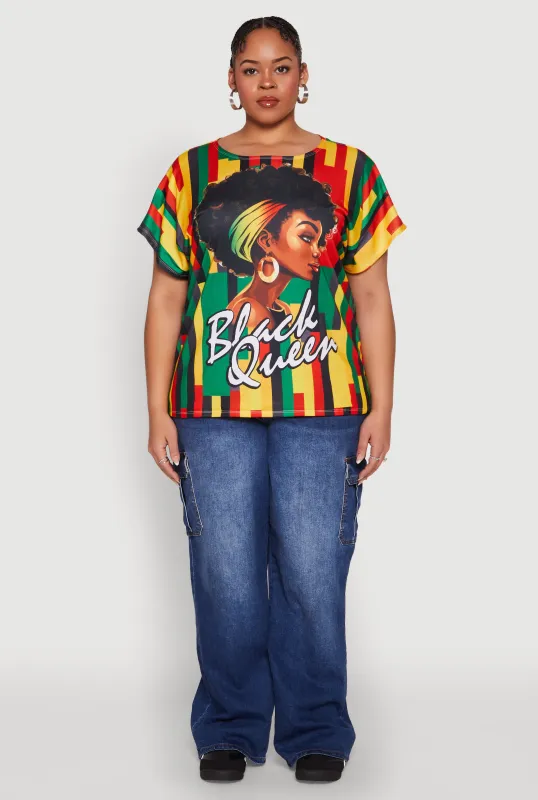 Plus Size Black Queen Graphic Tee sold by Rainbow