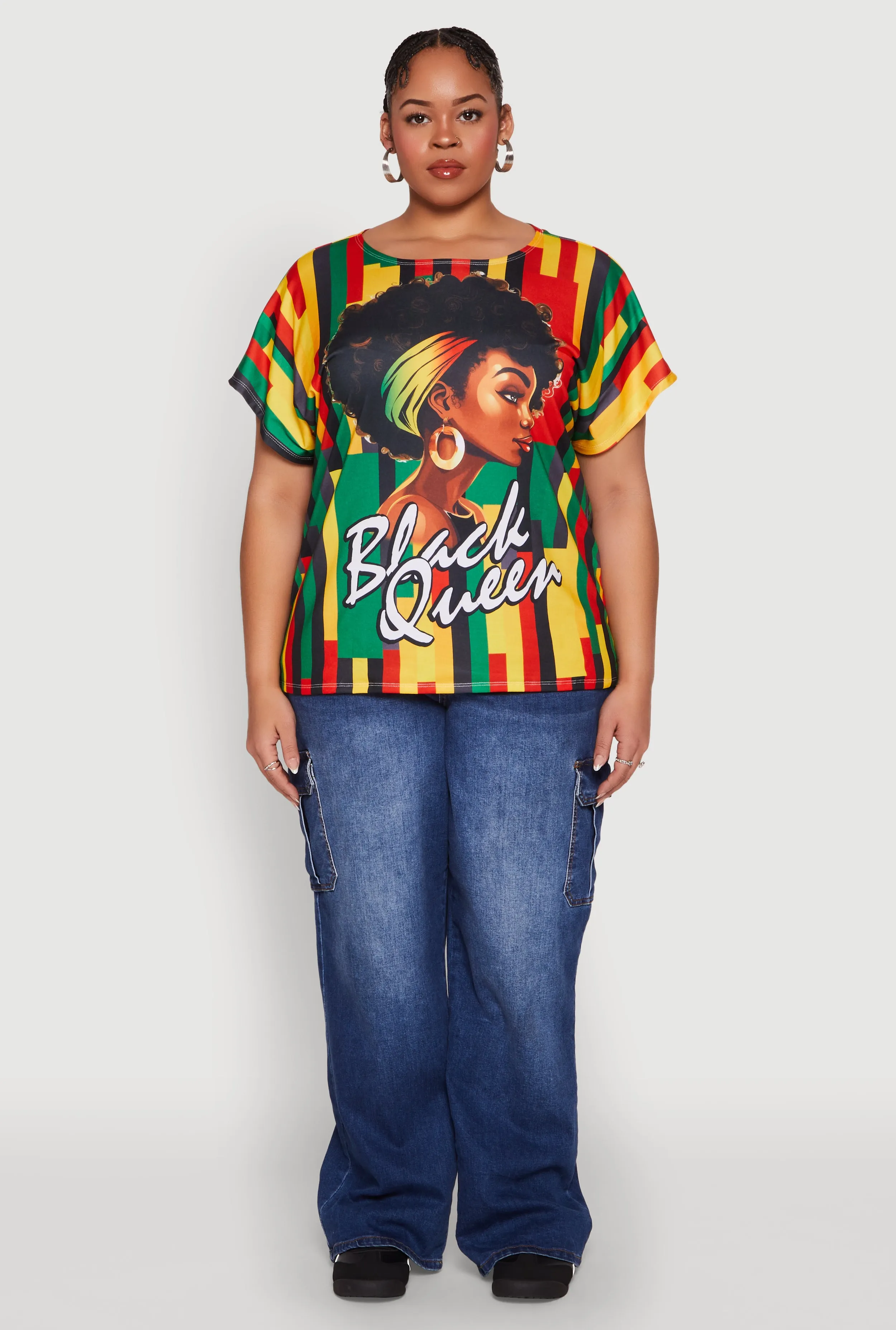 Plus Size Black Queen Graphic Tee sold by Rainbow