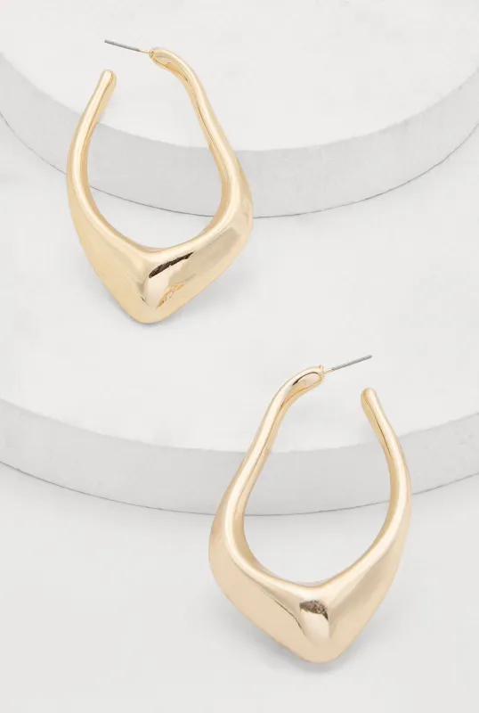 Metallic Abstract Teardrop Hoop Earrings sold by Rainbow