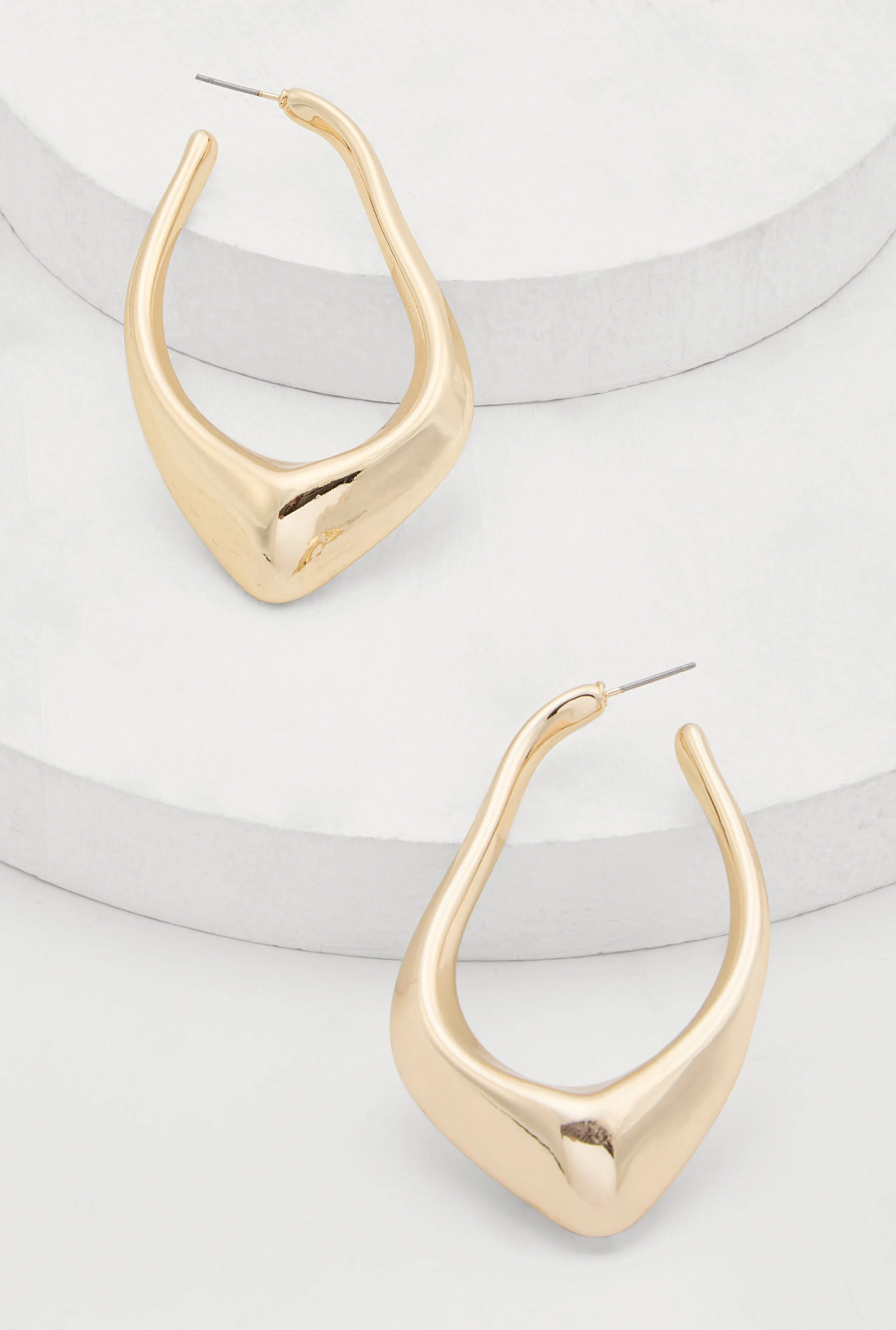 Metallic Abstract Teardrop Hoop Earrings sold by Rainbow