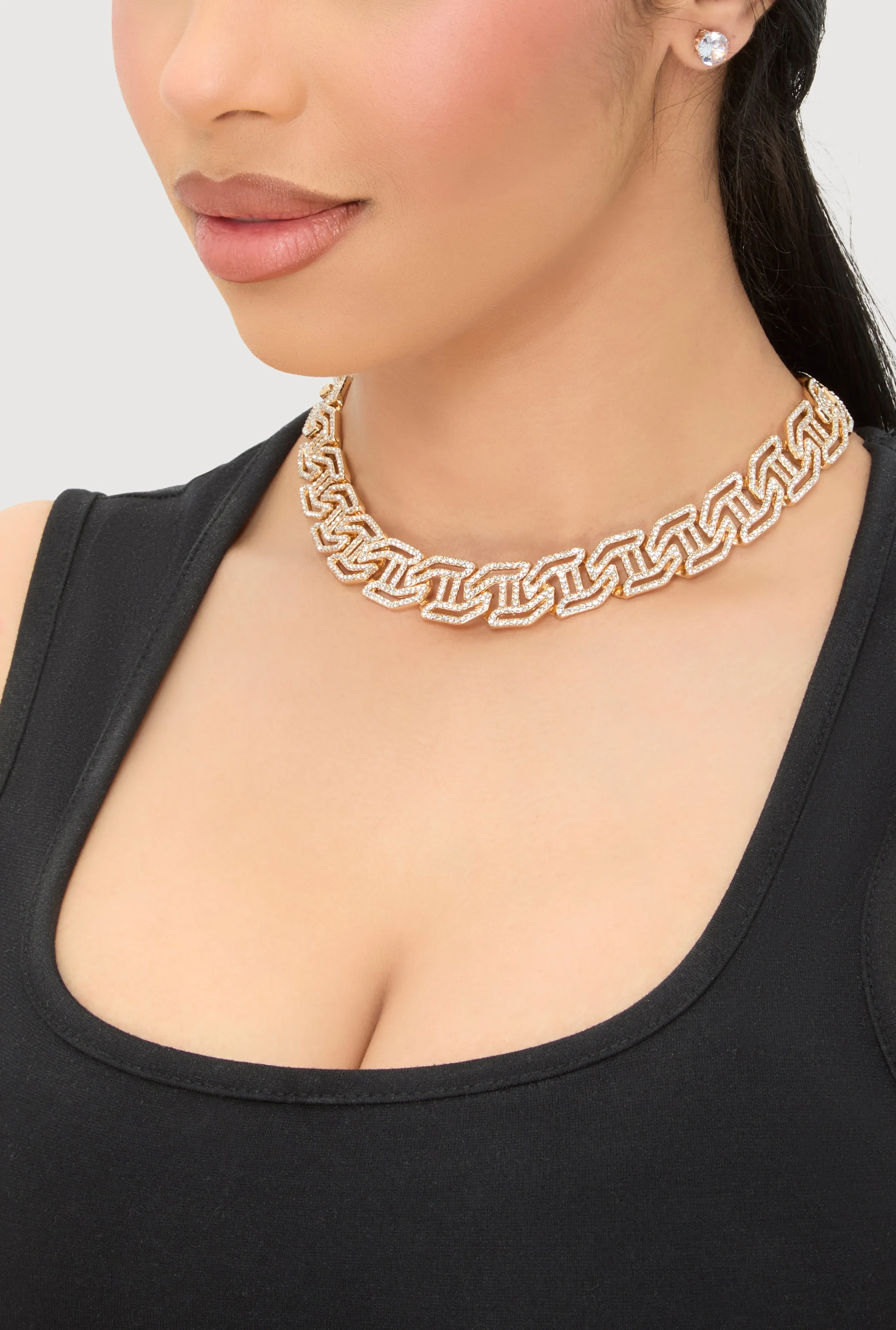 Cubic Zirconia Geometric Necklace and Stud Earrings sold by Rainbow product image thumbnail 2