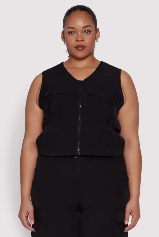 Plus Size Nylon Utility Zip Front Vest sold by Rainbow