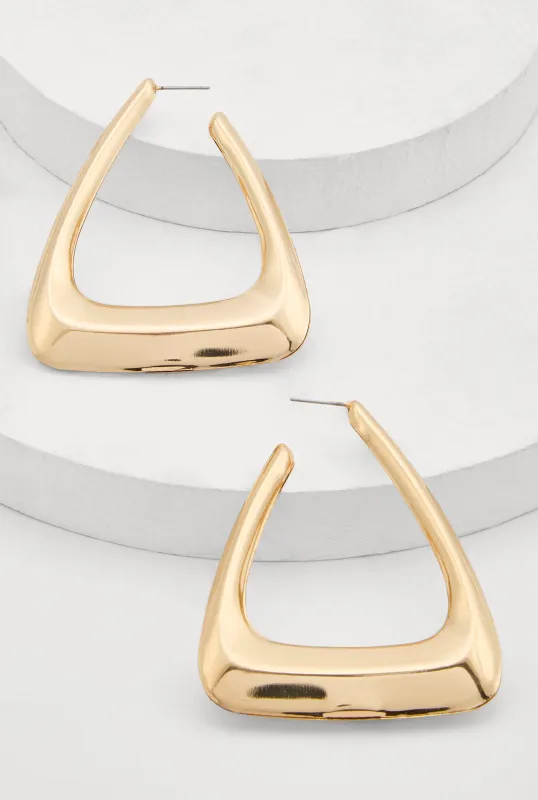 Metallic Triangle Hoop Earrings sold by Rainbow