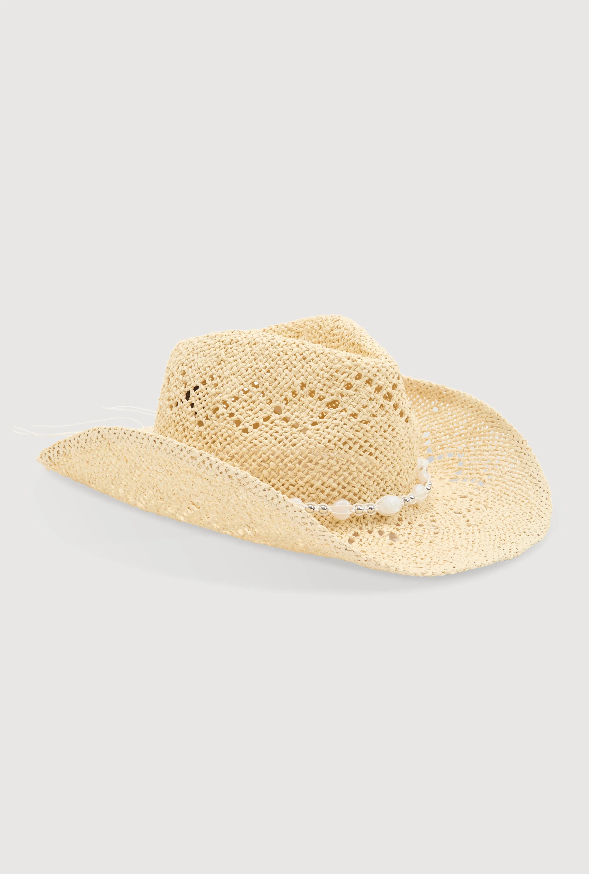 Beaded Trim Straw Cowboy Hat sold by Rainbow