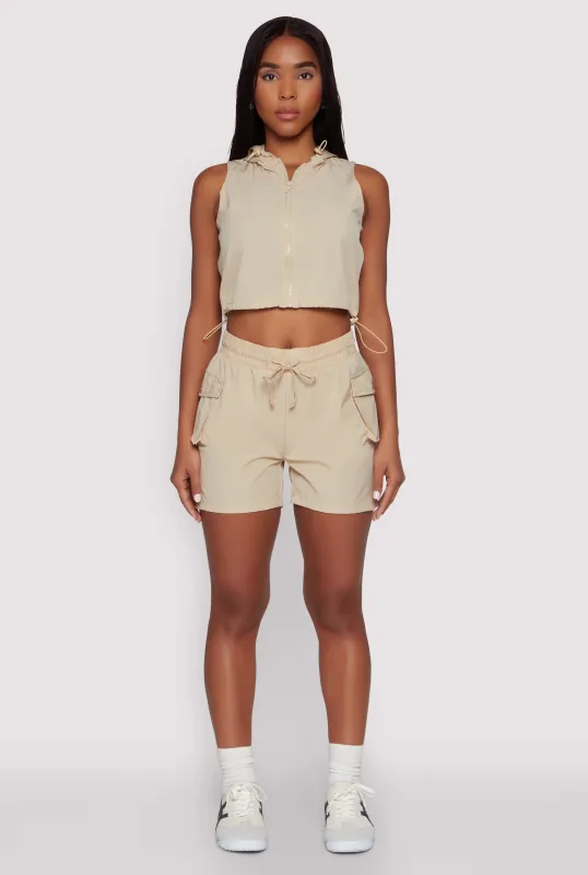 Drawstring Waist Cargo Pocket Shorts sold by Rainbow