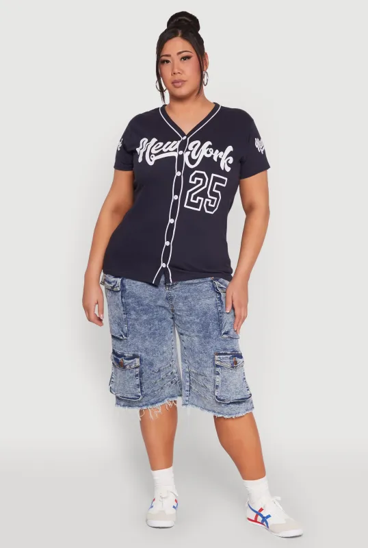 Plus Size New York 25 Graphic Baseball Tee sold by Rainbow