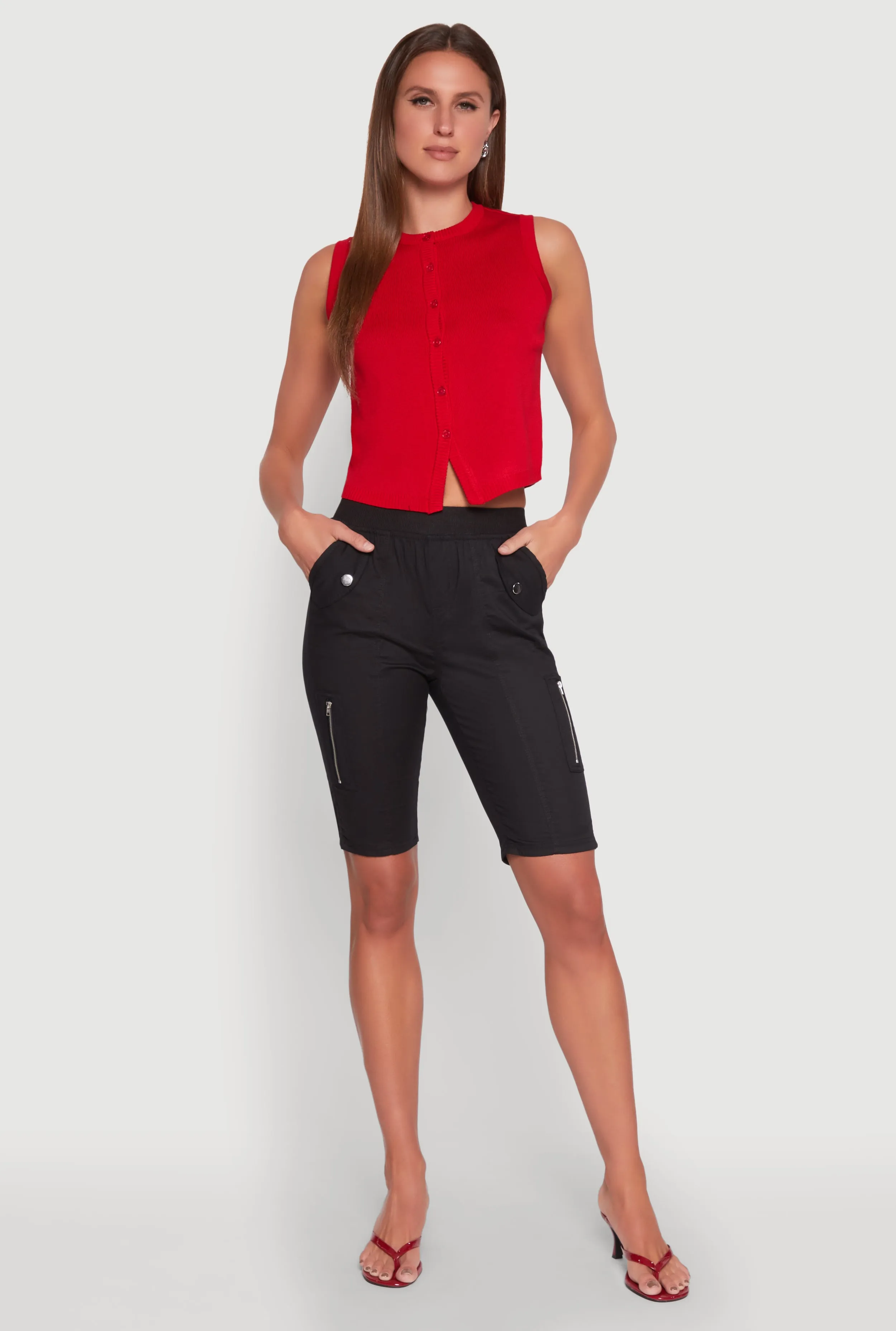 Side Zip Cargo Pocket Bermuda Shorts sold by Rainbow