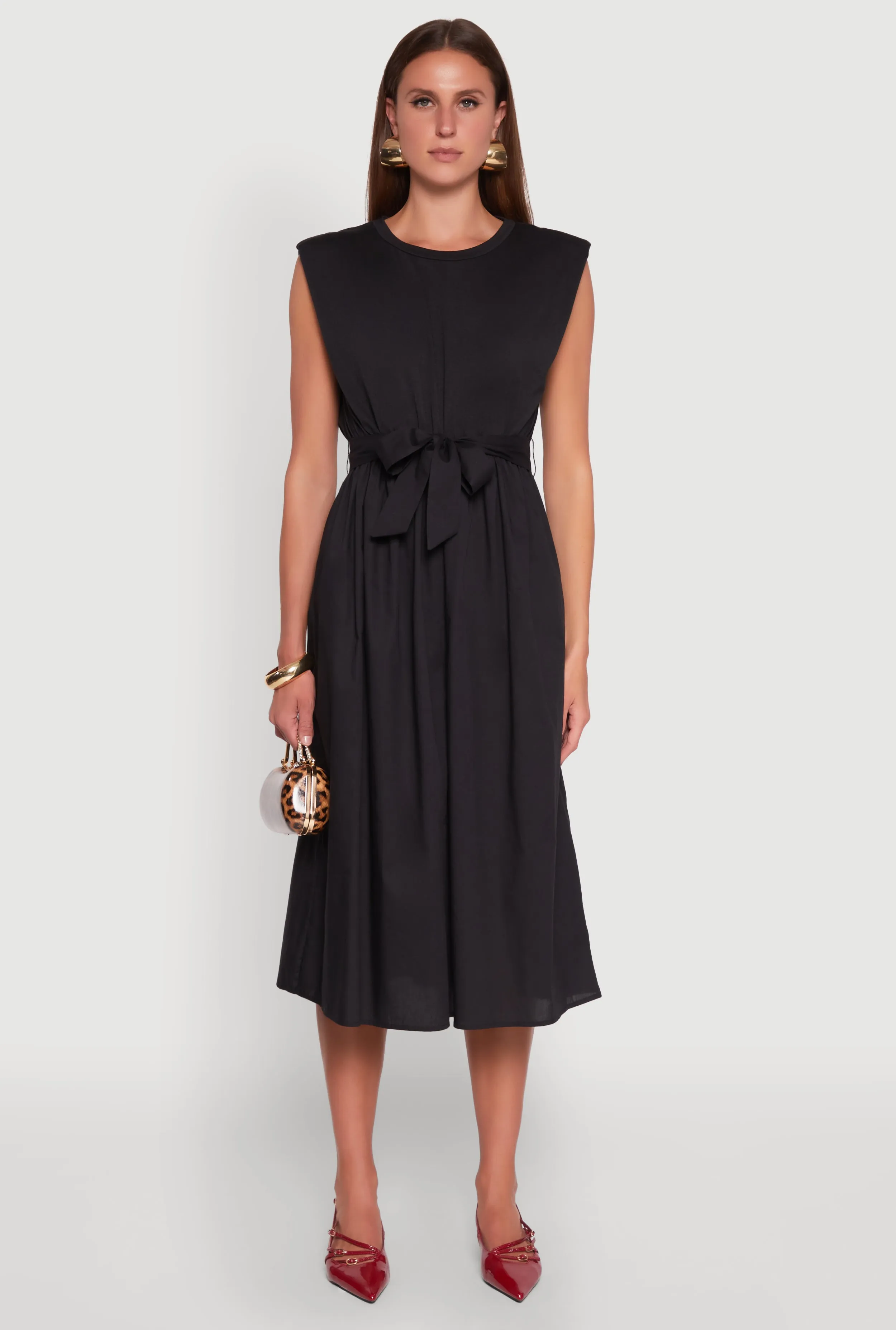 Cap Sleeve Tie Waist Midi Dress sold by Rainbow product image thumbnail 2