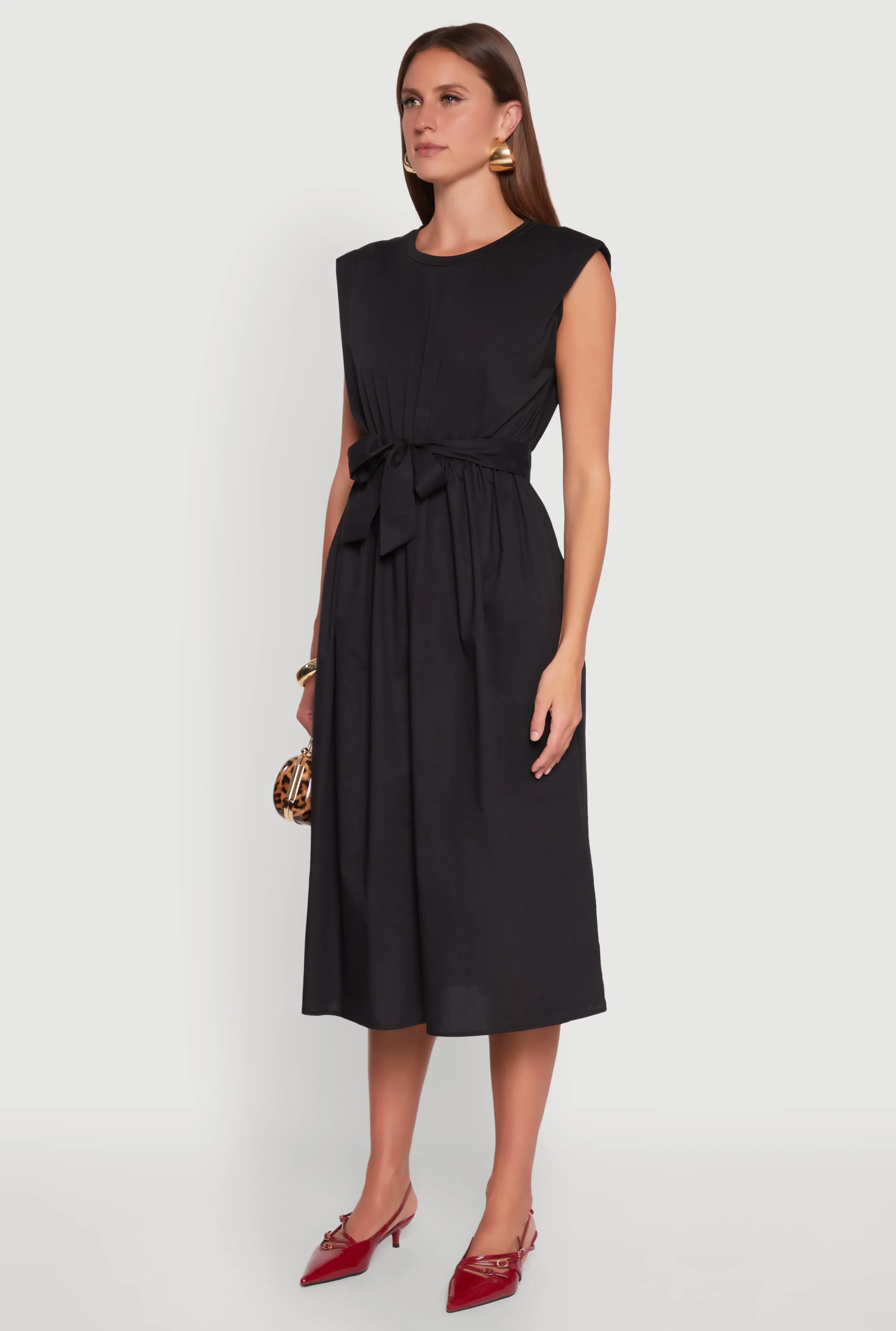 Cap Sleeve Tie Waist Midi Dress sold by Rainbow product image thumbnail 3