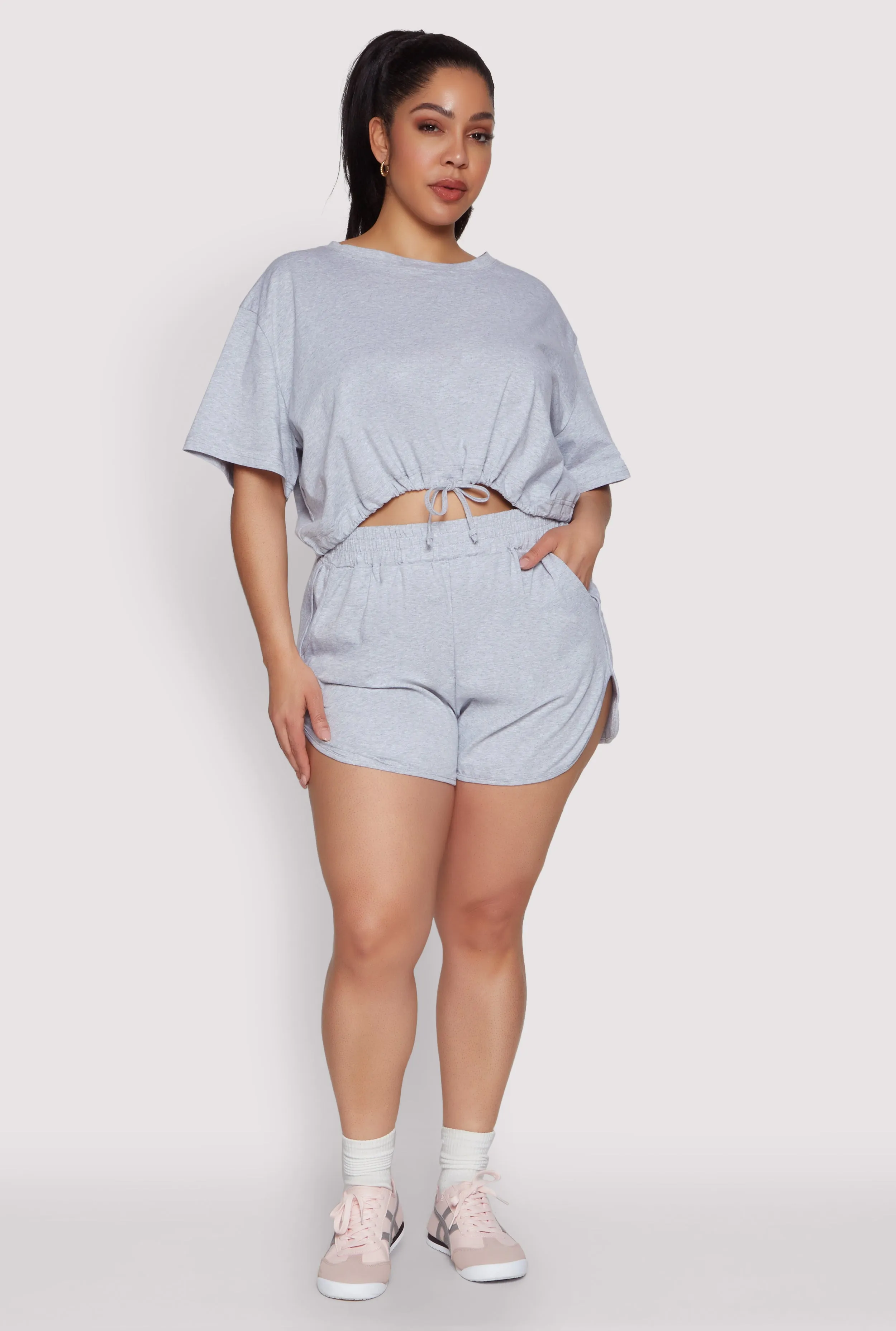 Plus Size Daisy Drawstring Hem Crop Top sold by Rainbow product image thumbnail 3