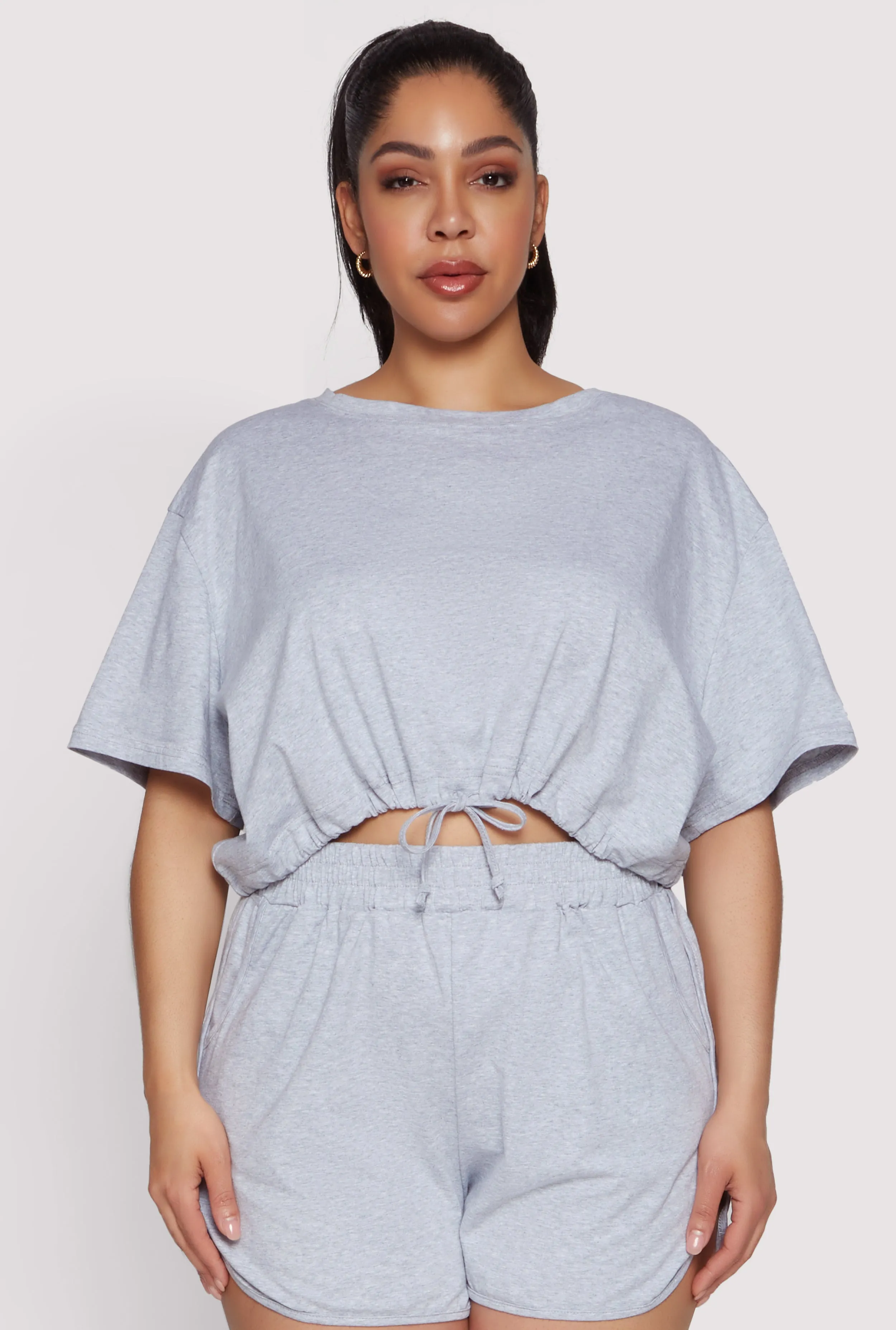 Plus Size Daisy Drawstring Hem Crop Top sold by Rainbow