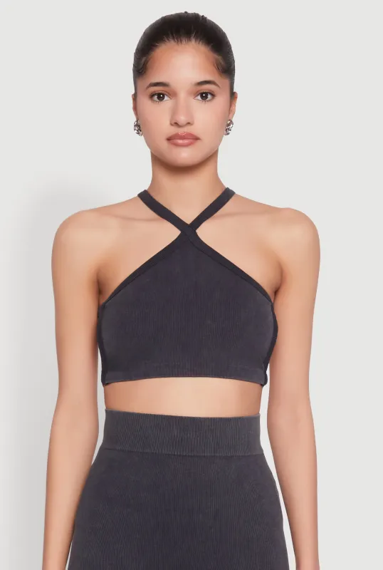 Seamless Caged Open Back Crop Top sold by Rainbow