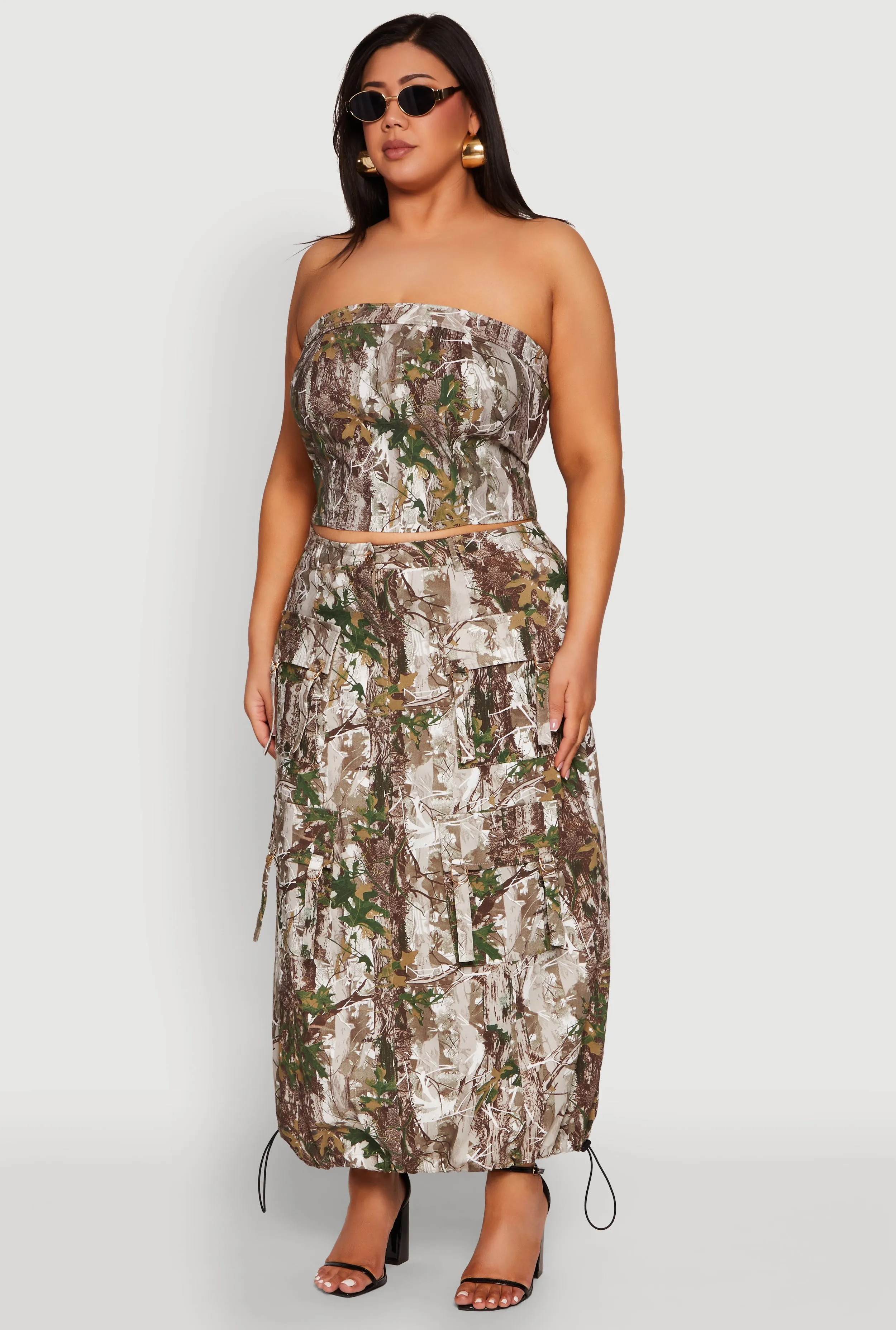 Plus Size Hunter Camo Cargo Maxi Skirt sold by Rainbow product image thumbnail 3
