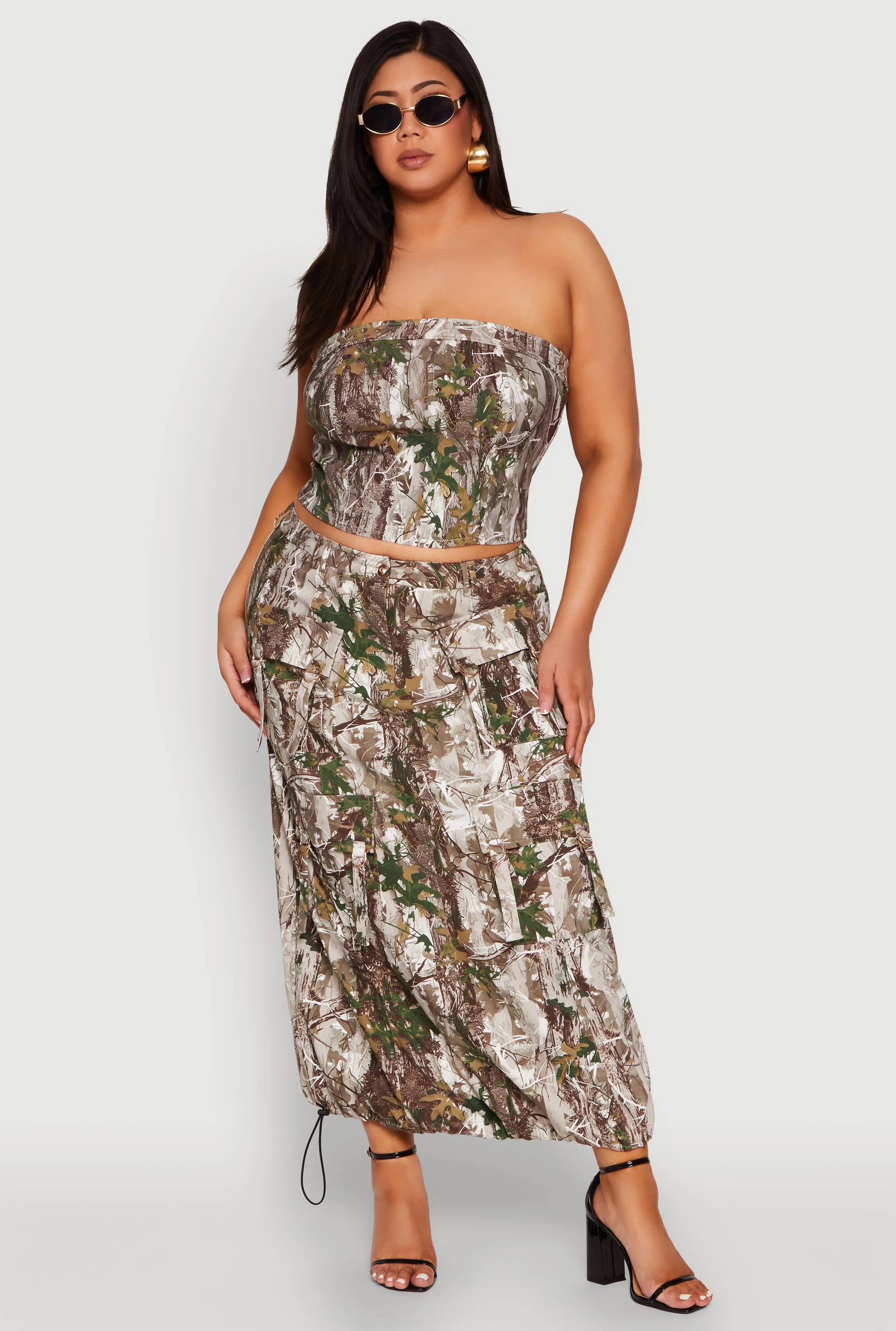 Plus Size Hunter Camo Cargo Maxi Skirt sold by Rainbow product image thumbnail 2