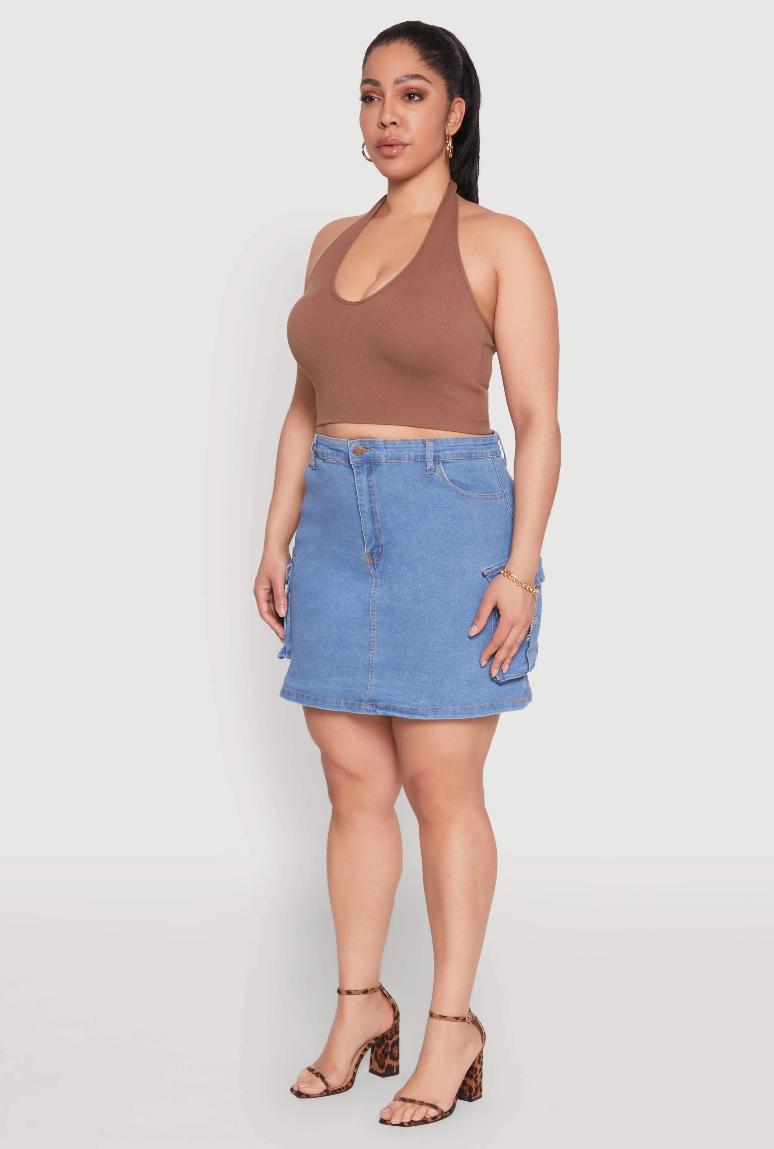 Plus Size Daisy Denim Cargo Skirt sold by Rainbow product image thumbnail 3