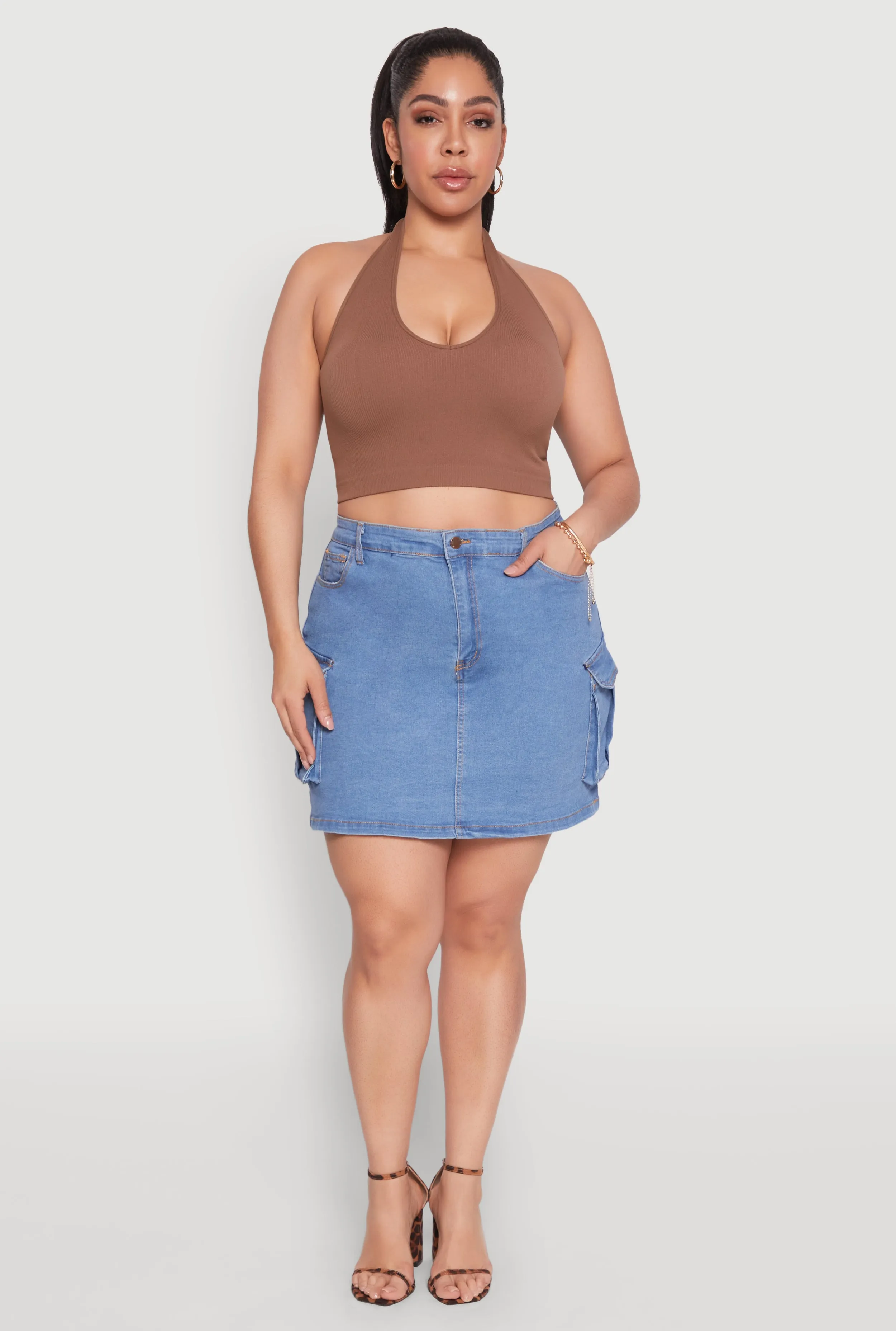 Plus Size Daisy Denim Cargo Skirt sold by Rainbow