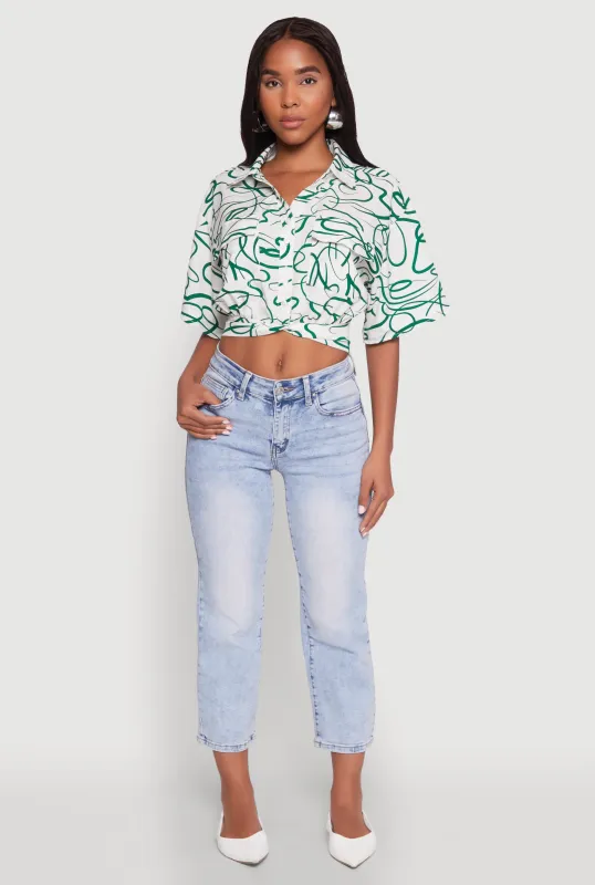 Twist Front Swirl Print Top sold by Rainbow