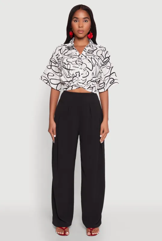 Twist Front Swirl Print Top sold by Rainbow