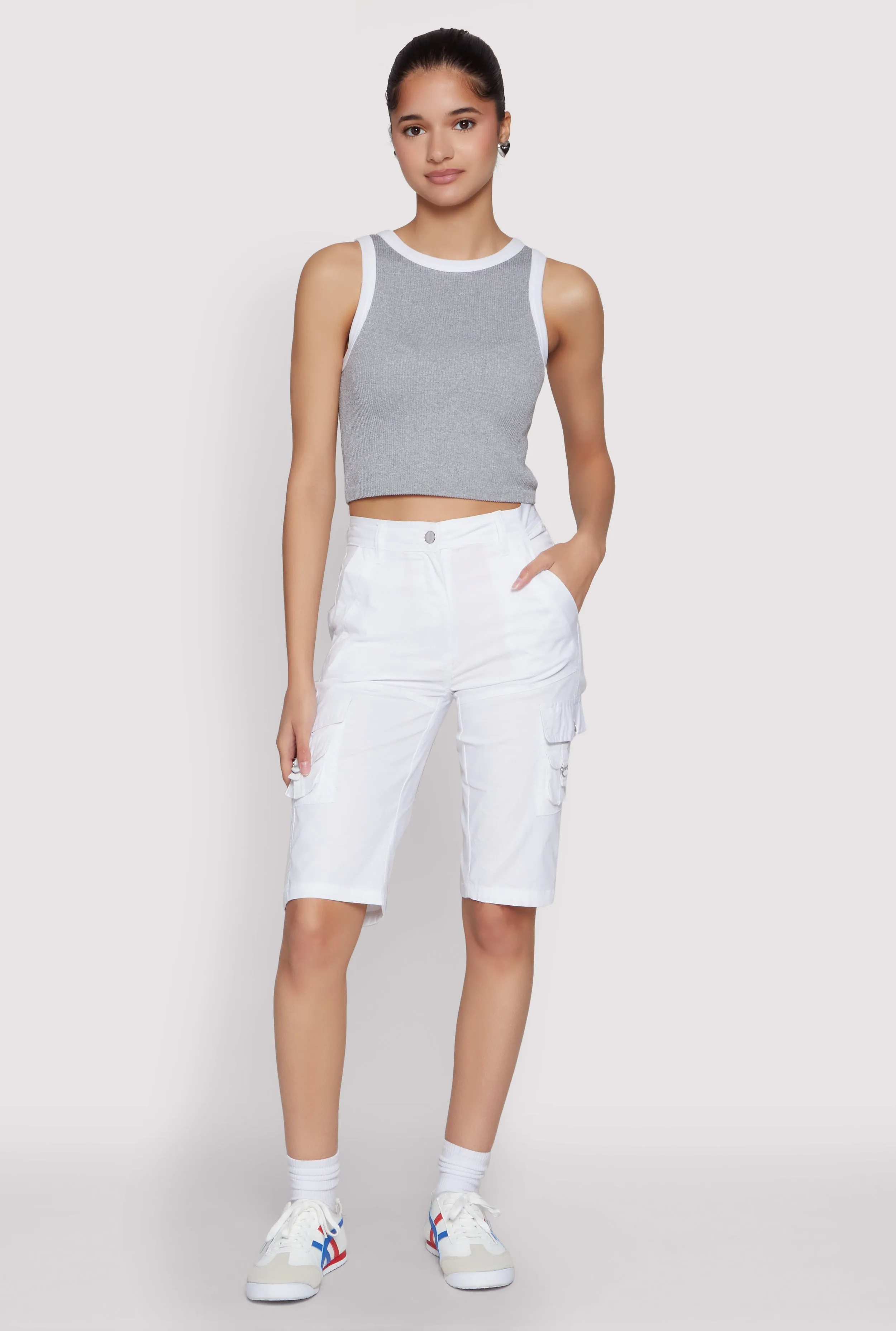 High Waisted Cargo Pocket Bermuda Shorts sold by Rainbow