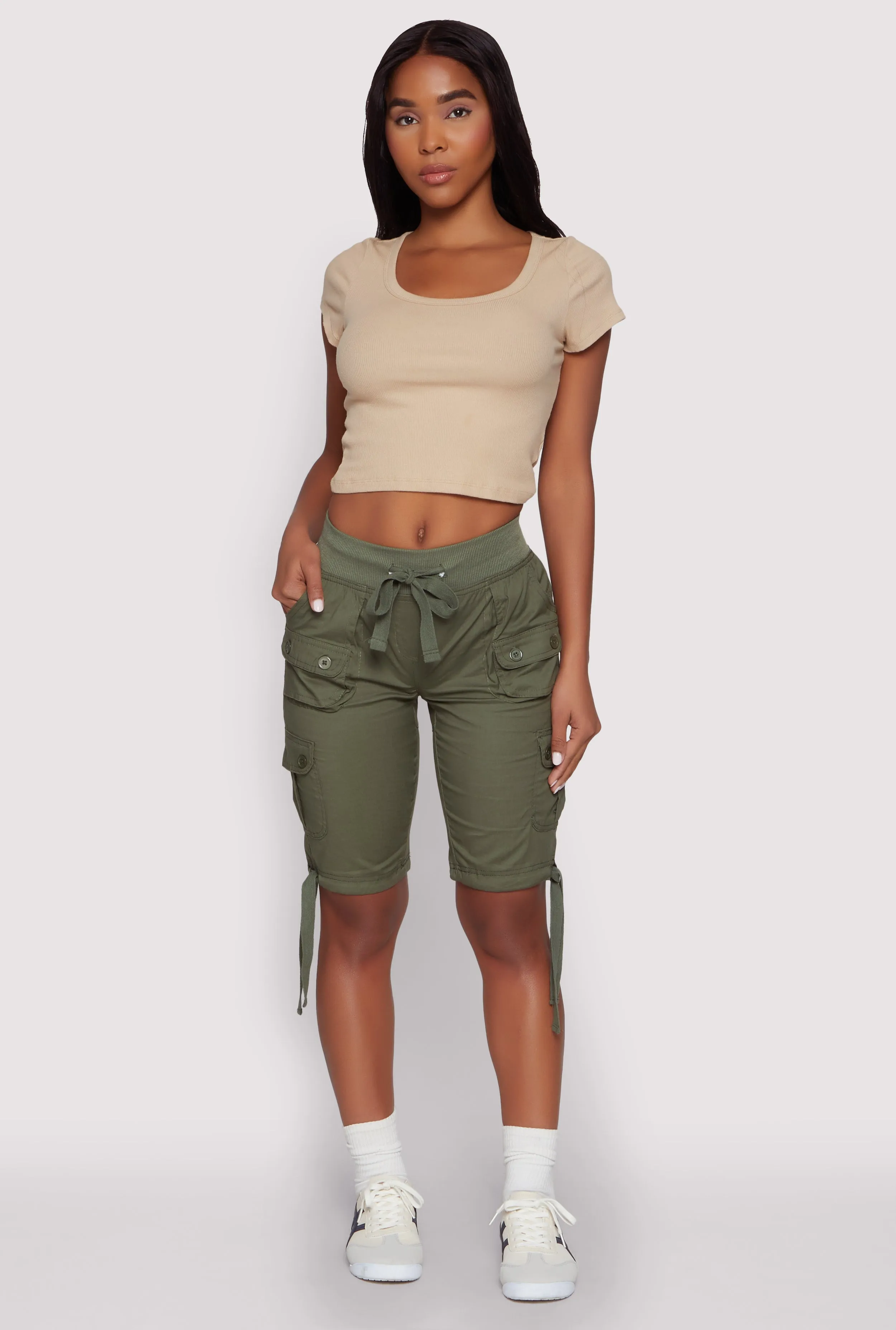 Drawstring Hem Cargo Pocket Bermuda Shorts sold by Rainbow product image thumbnail 2