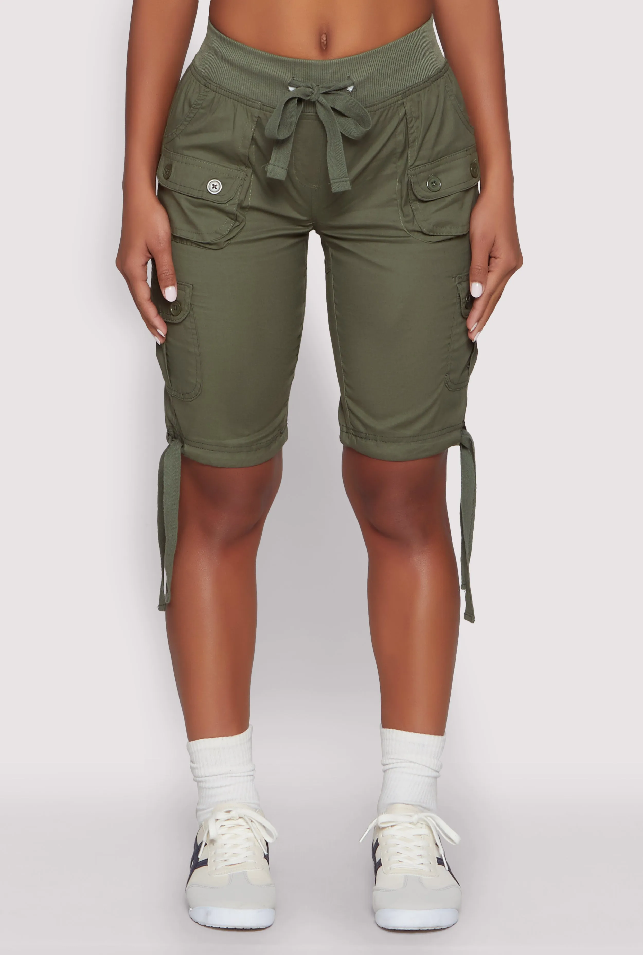 Drawstring Hem Cargo Pocket Bermuda Shorts sold by Rainbow product image thumbnail 5