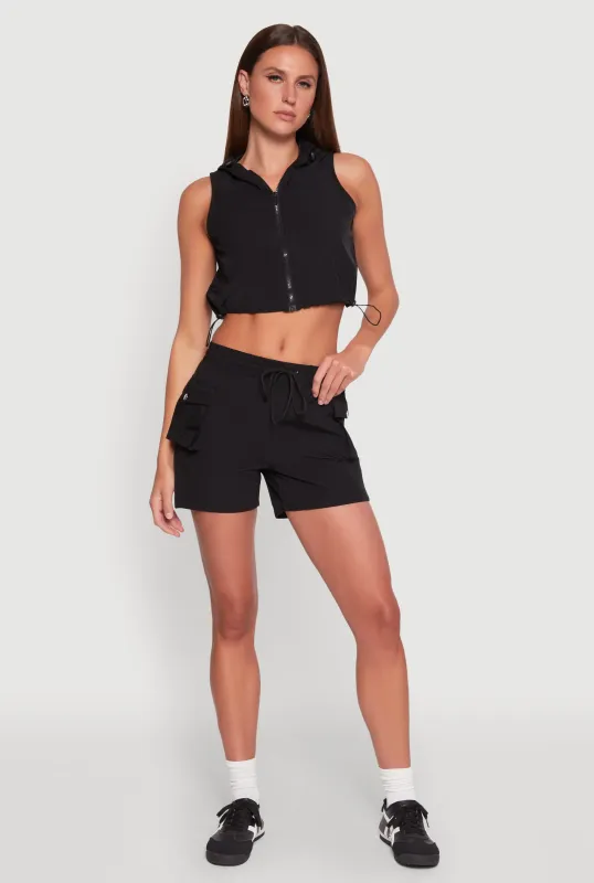 Drawstring Waist Cargo Pocket Shorts sold by Rainbow