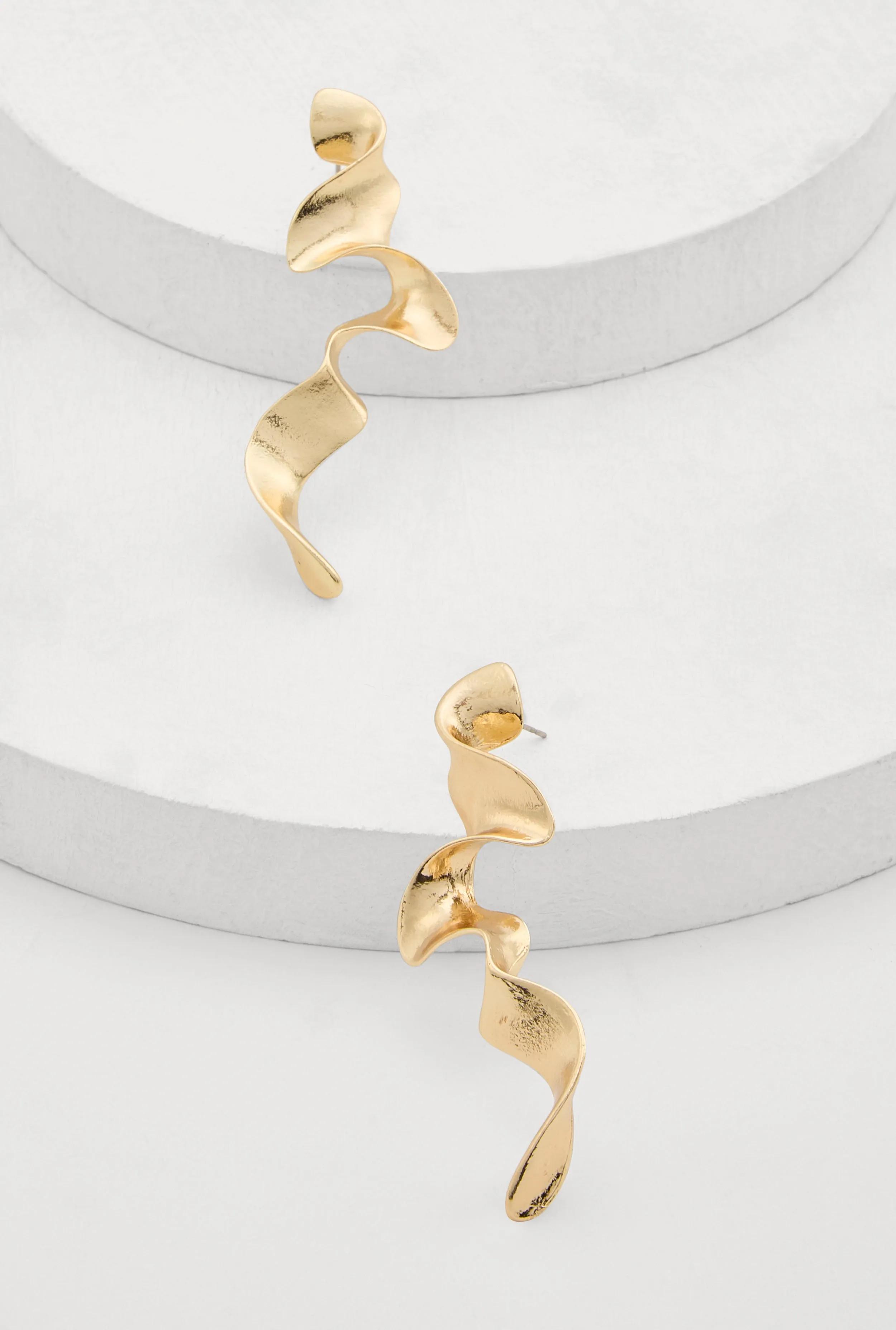 Wavy Metallic Drop Earrings sold by Rainbow