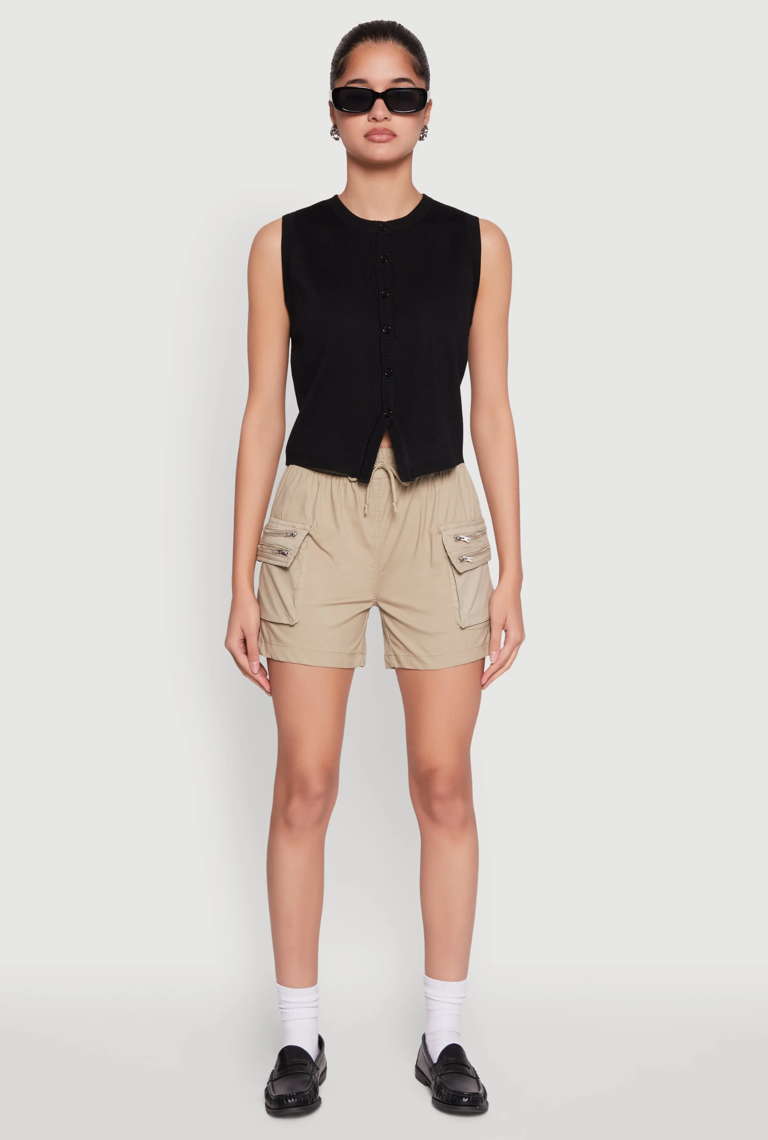 Zipper Cargo Pocket Shorts sold by Rainbow